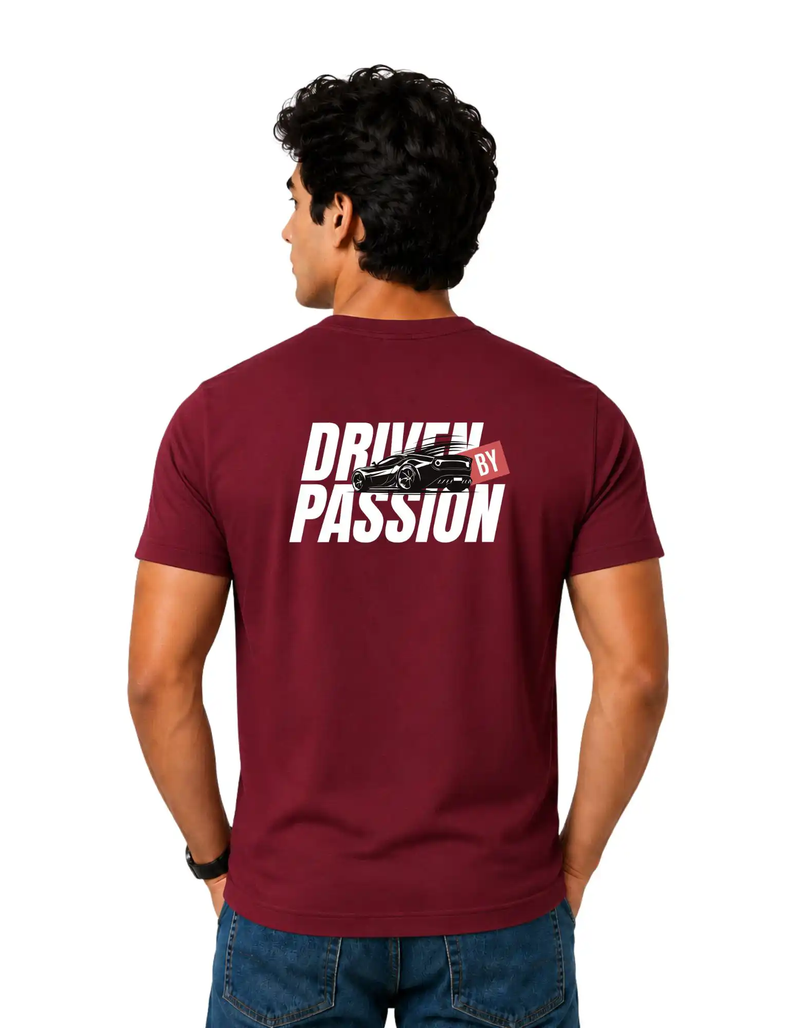 Driven By Passion Cotton Round Neck T-Shirt 180 GSM Maroon