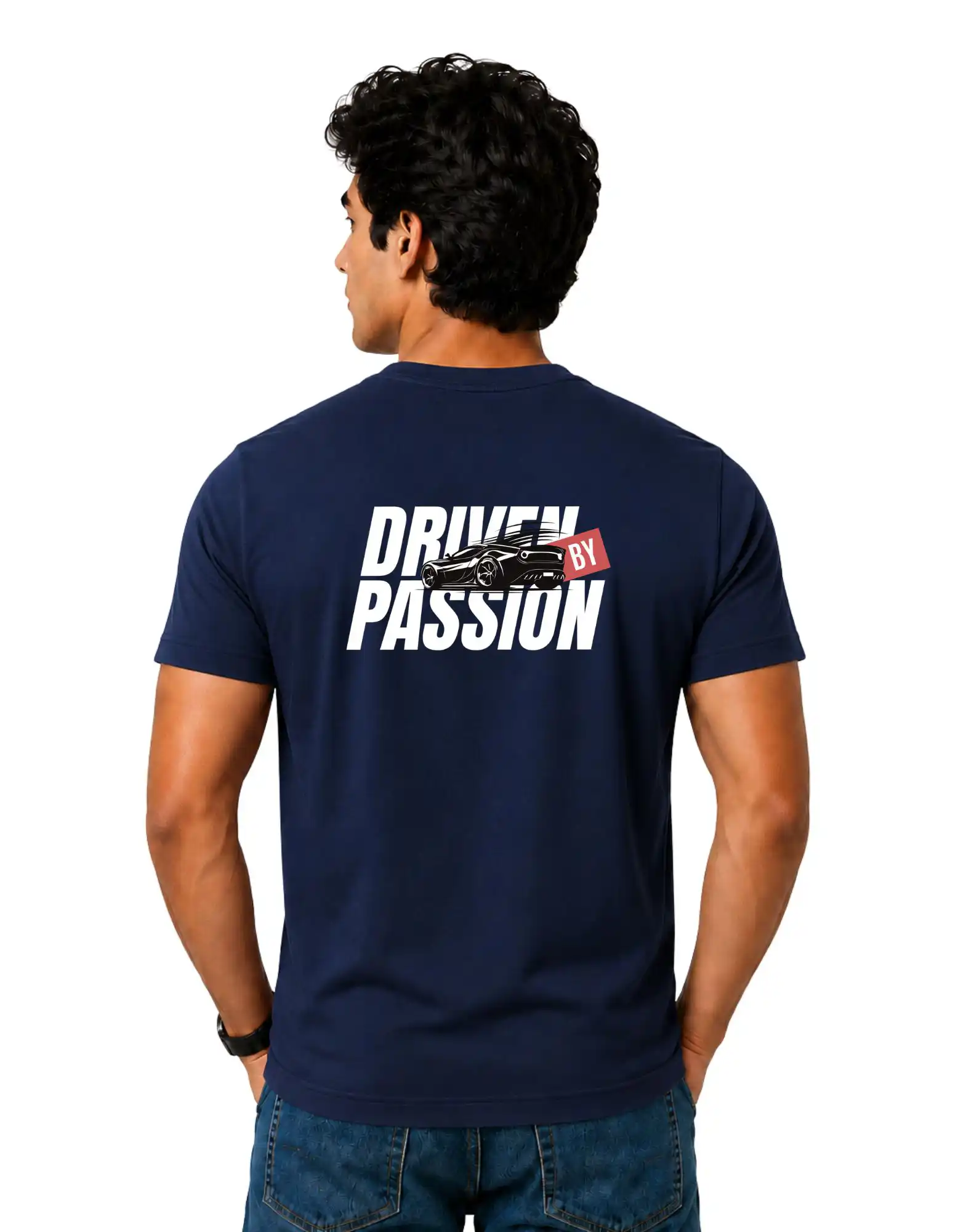 Driven By Passion Cotton Round Neck T-Shirt 180 GSM Navy Blue