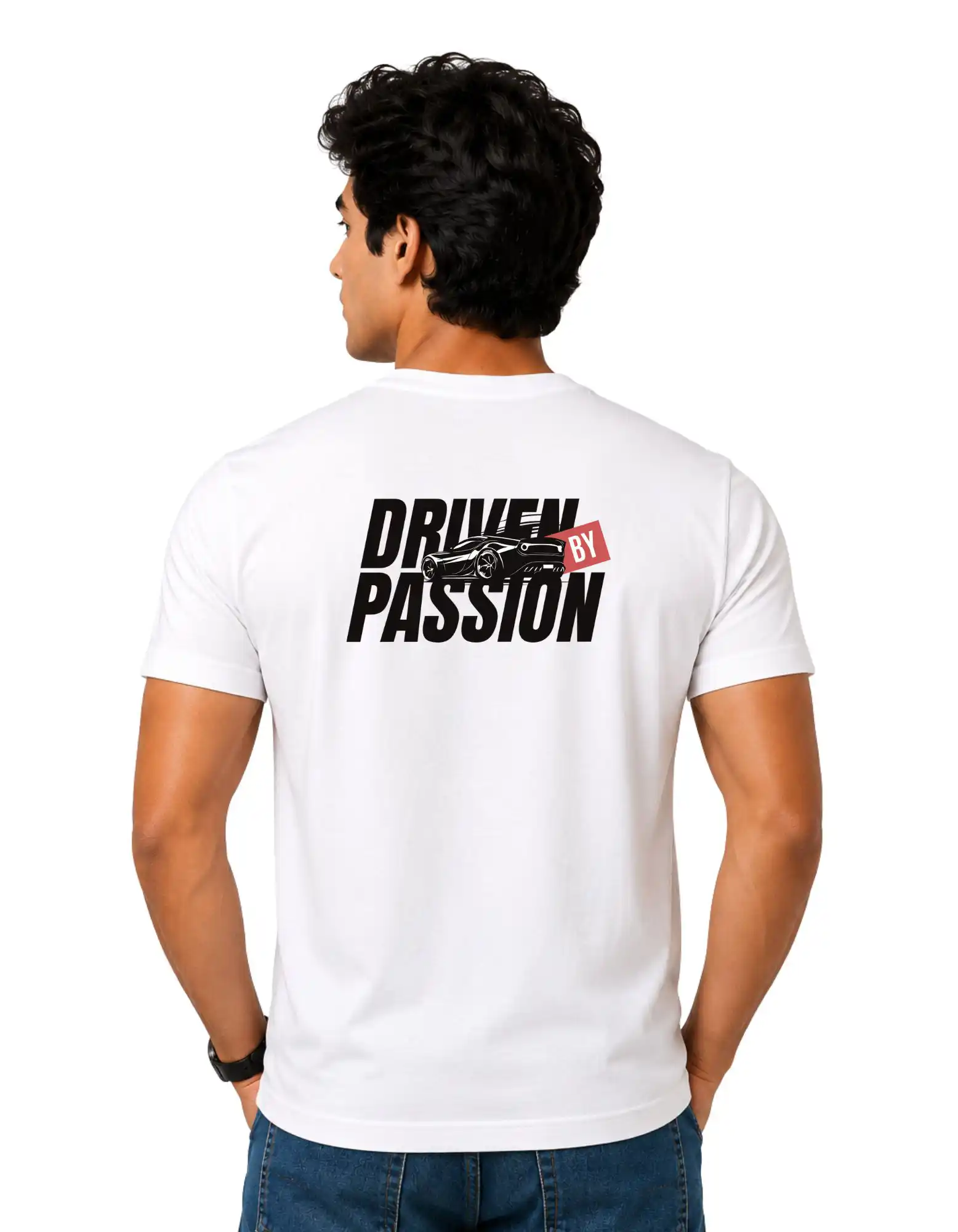 Driven By Passion Cotton Round Neck T-Shirt 180 GSM White