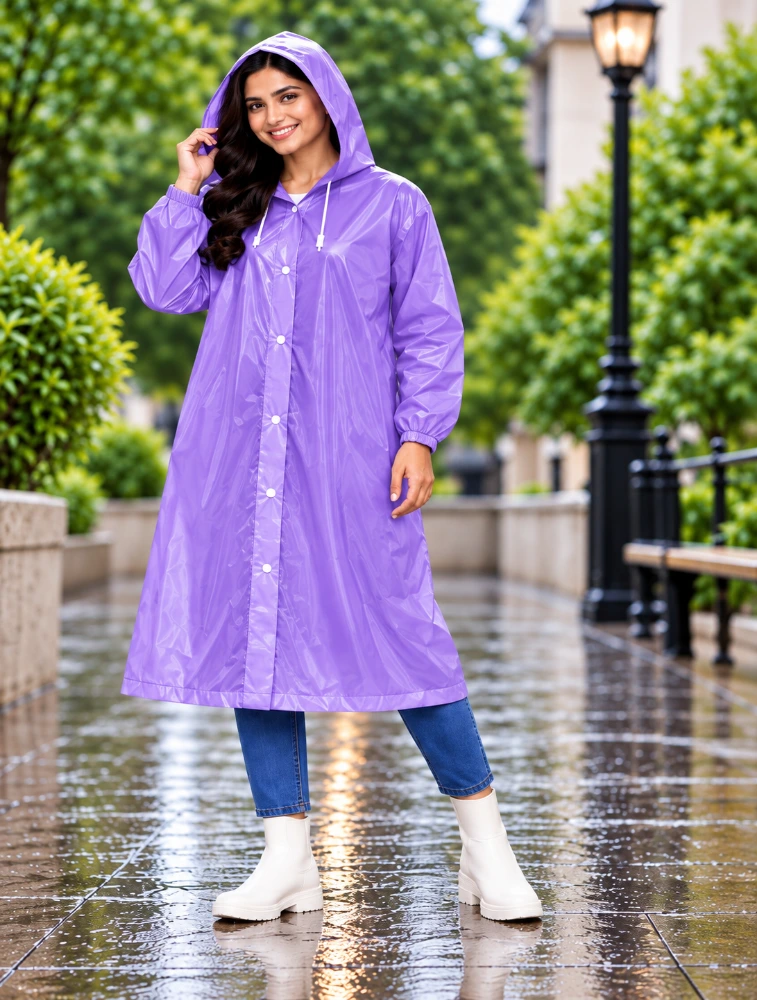 EVA Purple Fashion Portable Raincoat
