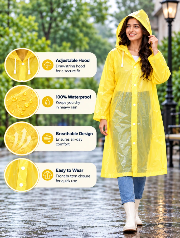 EVA Yellow Fashion Portable Raincoat
