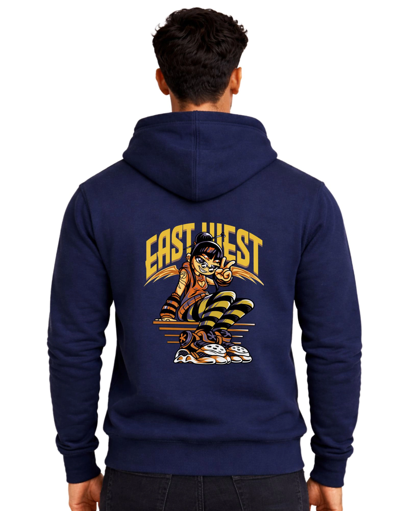East Hiest Graphic Polycotton Hoodie Without Zipper 300 GSM Navy Blue