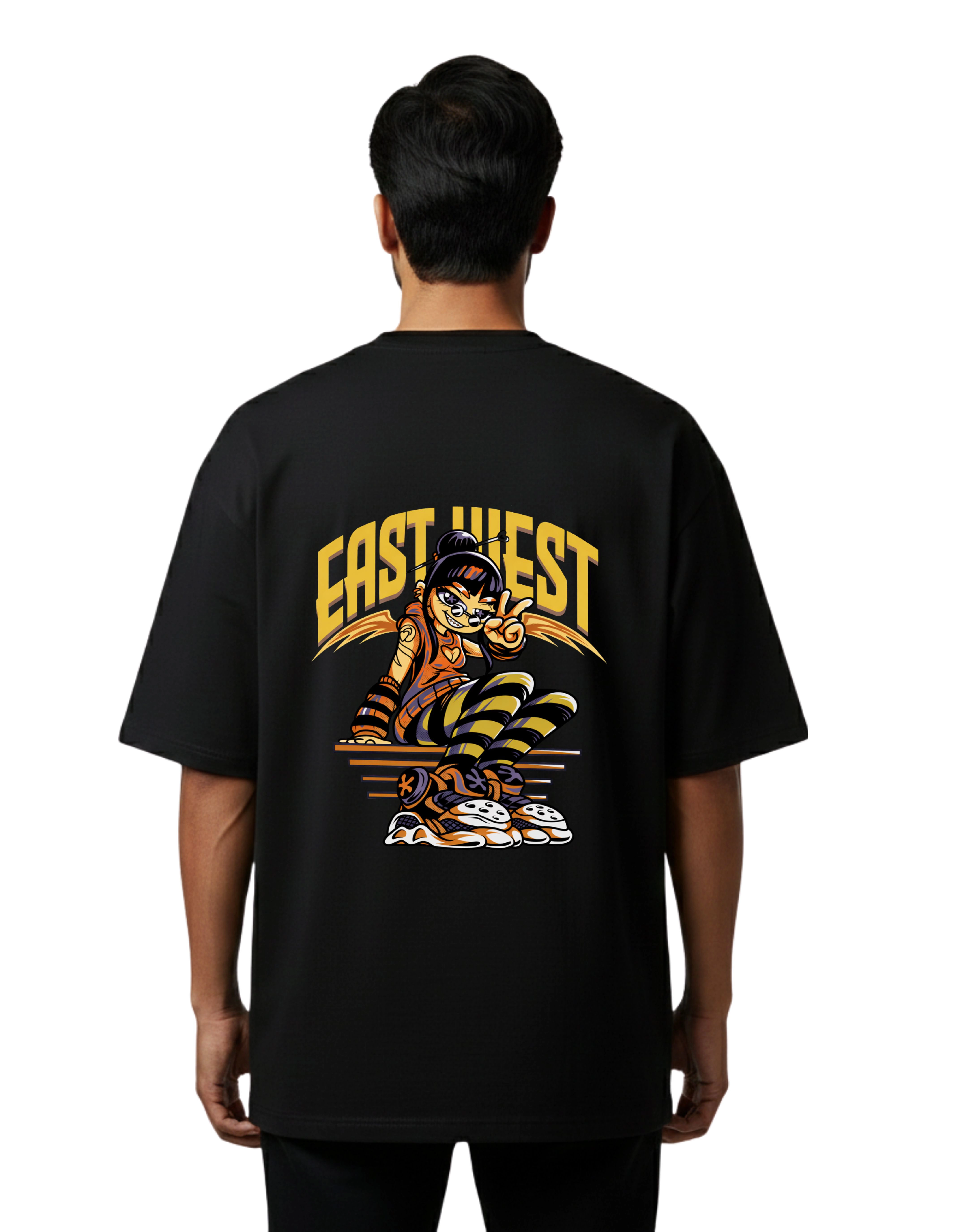 East Hiest Oversized Cotton French Terry T-Shirt 240 GSM Black