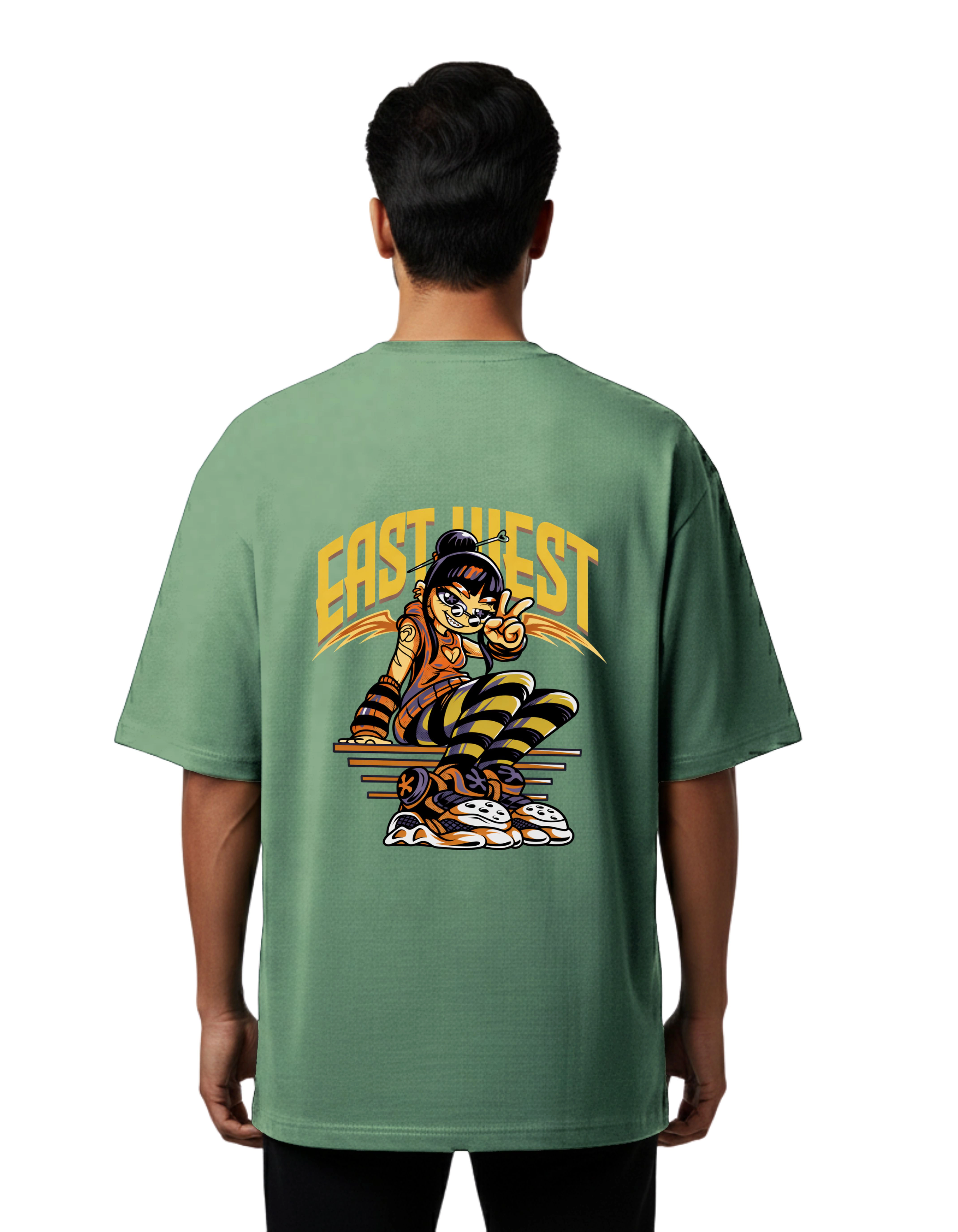 East Hiest Oversized Cotton French Terry T-Shirt 240 GSM D Green