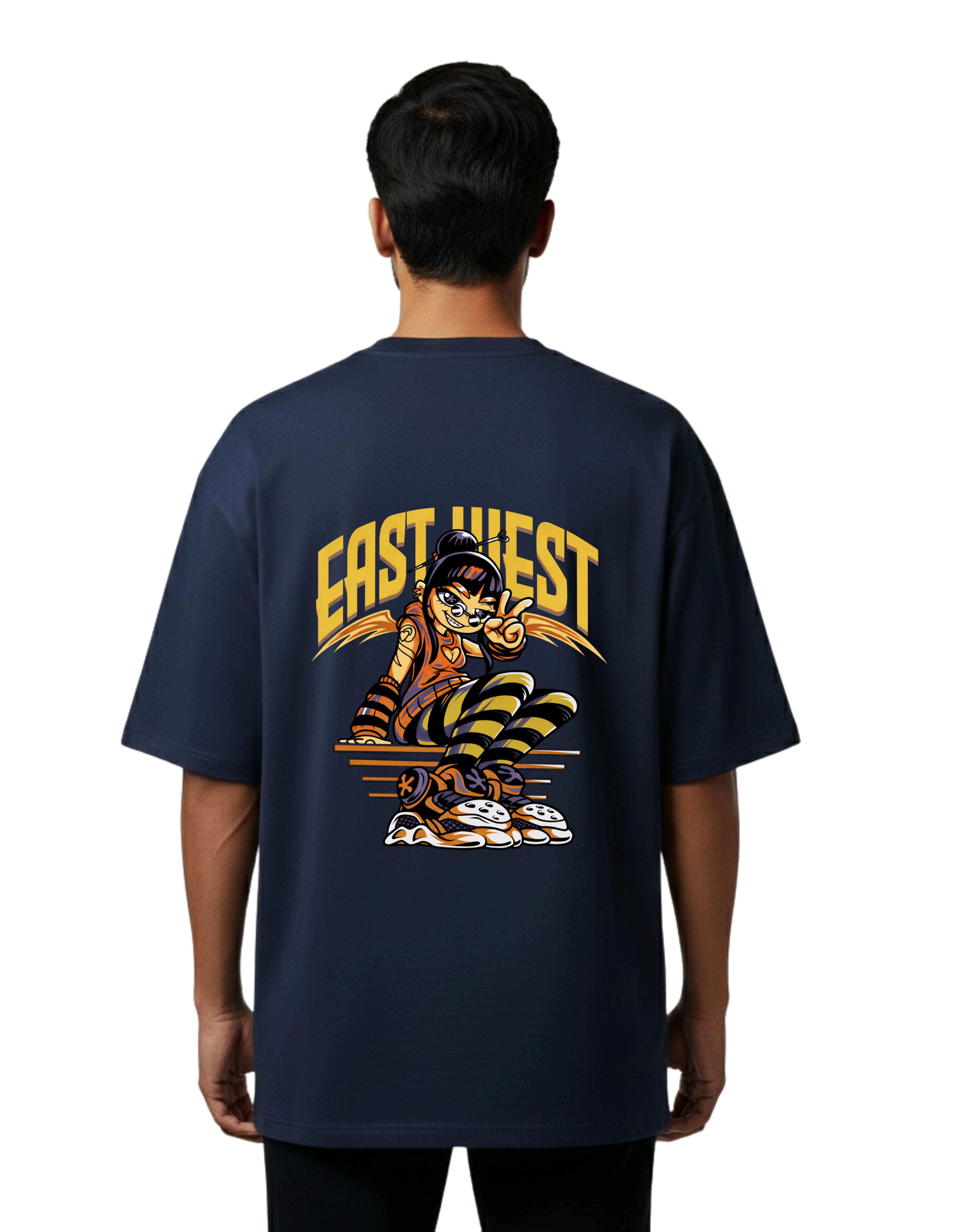 East Hiest Oversized Cotton French Terry T-Shirt 240 GSM Navy Blue