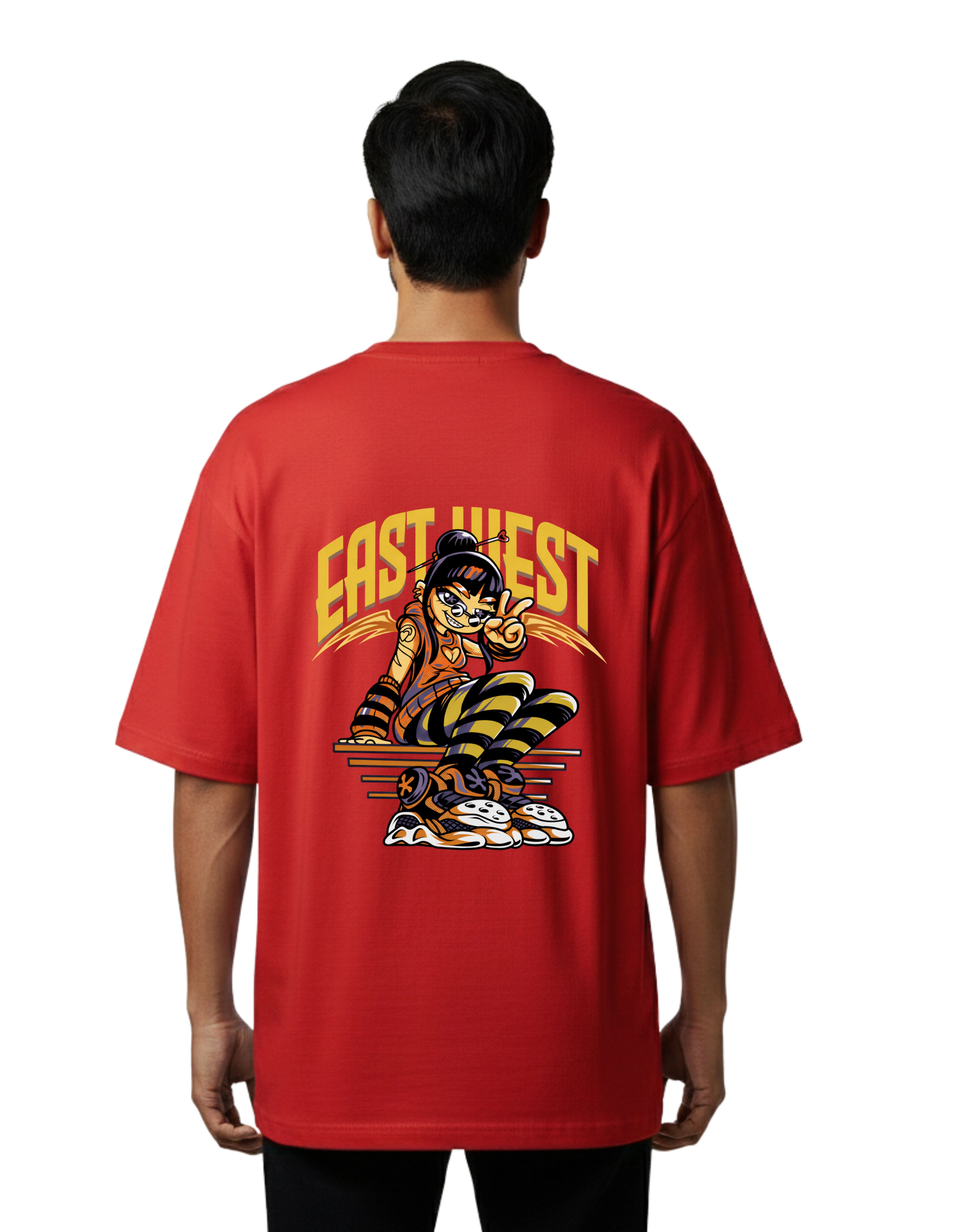 East Hiest Oversized Cotton French Terry T-Shirt 240 GSM Red
