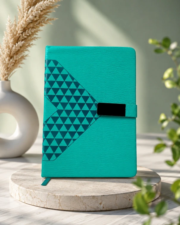 Electric Green Diamond Texture Magnetic Diary