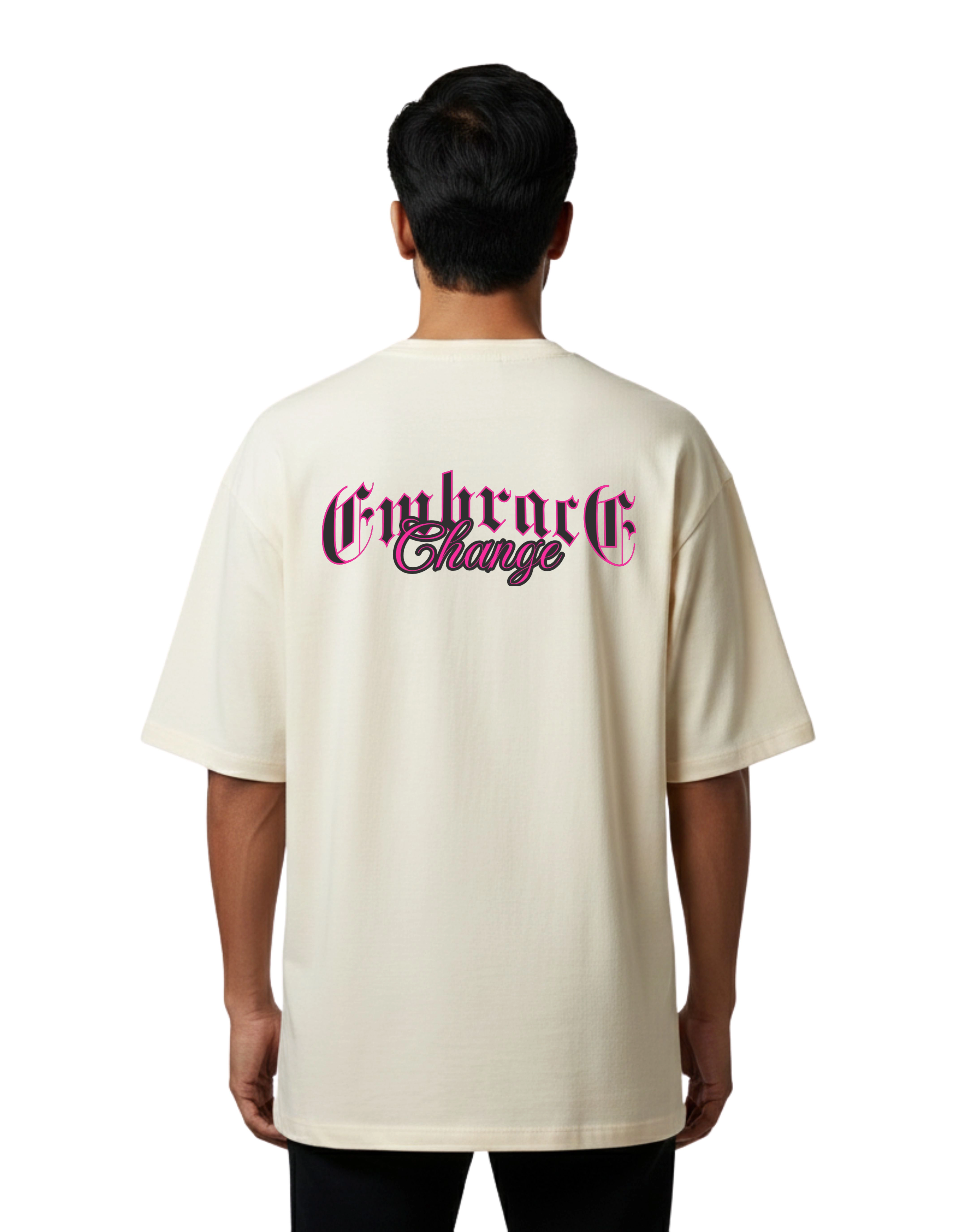 Embrace Change Oversized Cotton French Terry T-Shirt 240 GSM Beige