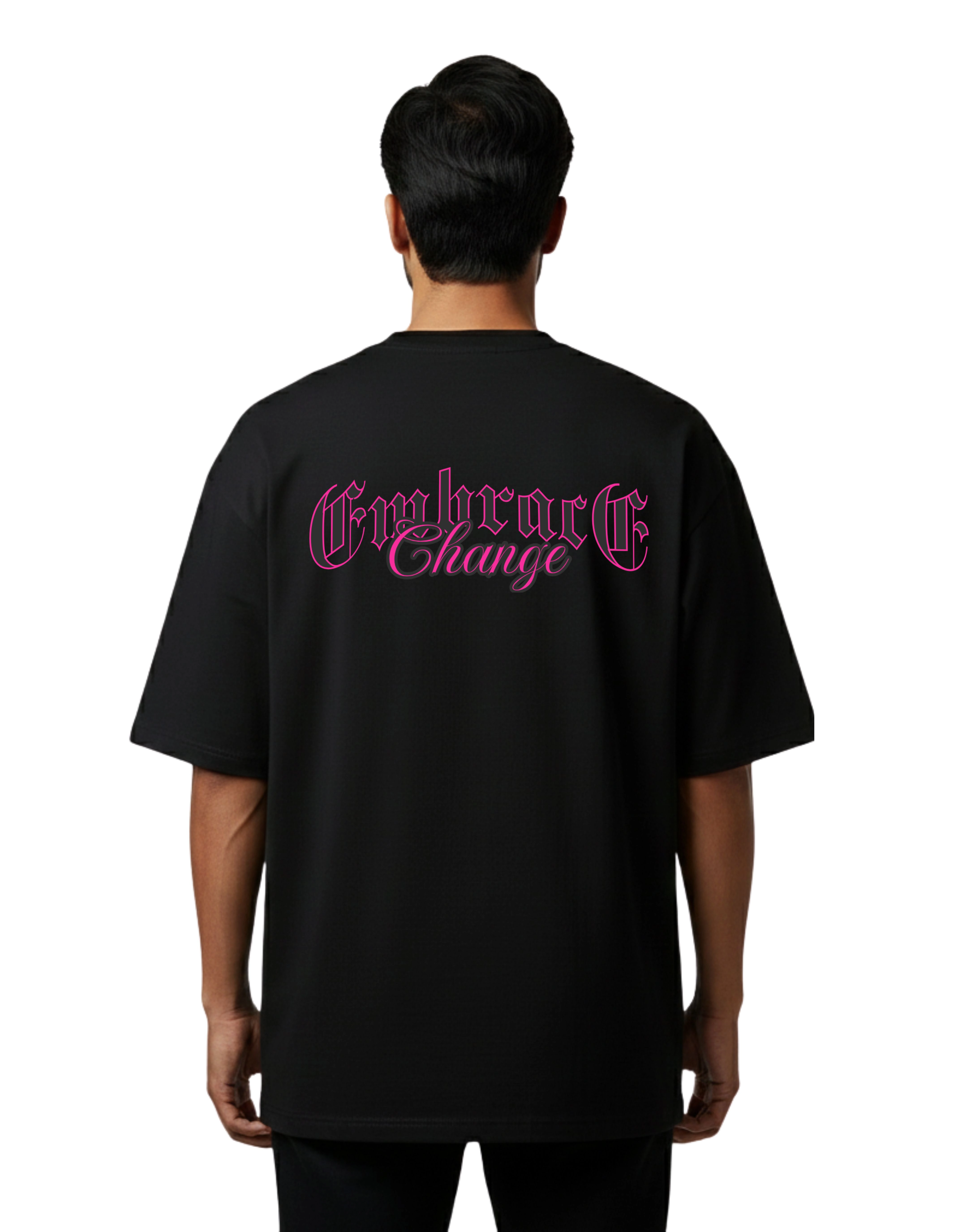 Embrace Change Oversized Cotton French Terry T-Shirt 240 GSM Black