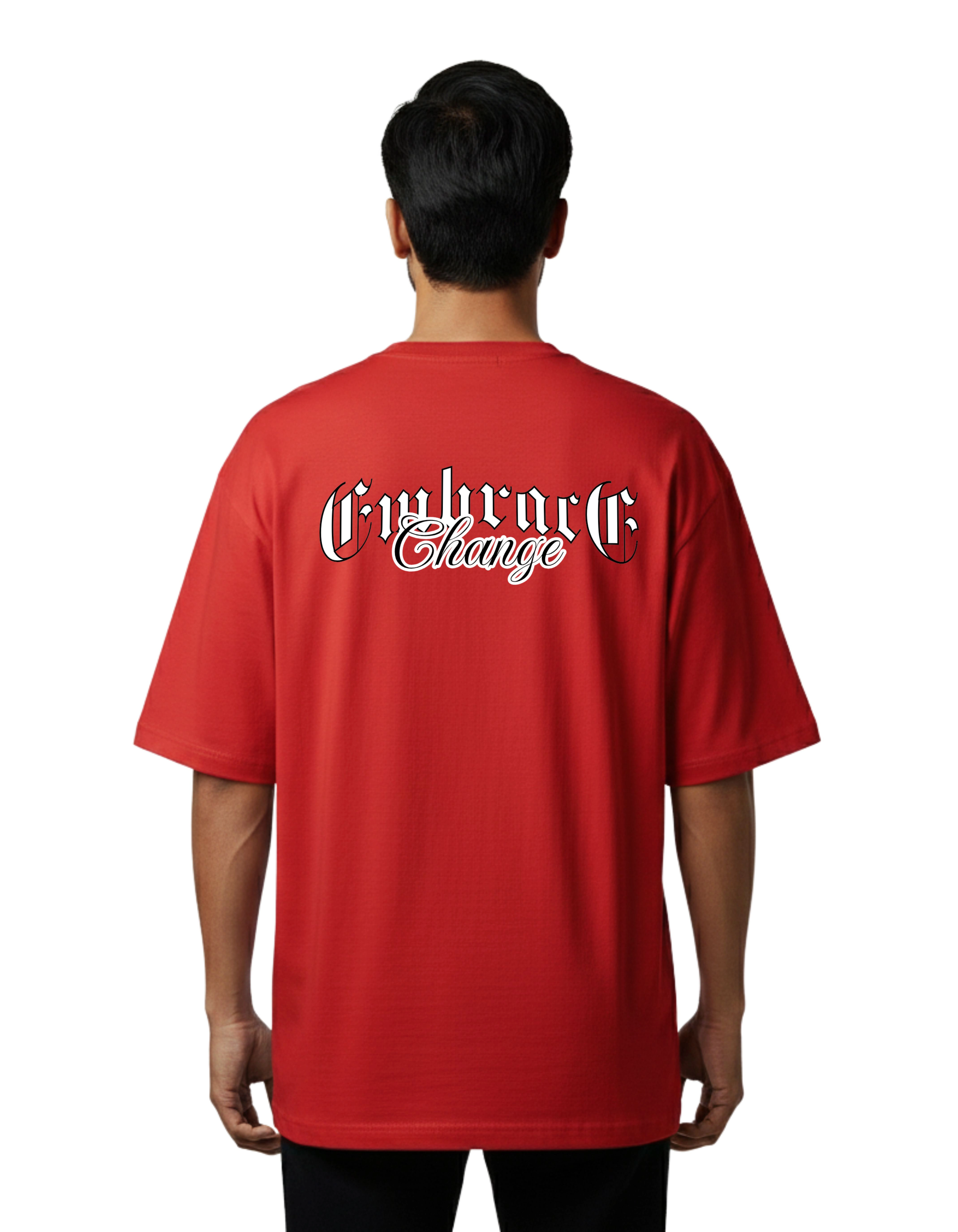 Embrace Change Oversized Cotton French Terry T-Shirt 240 GSM Red