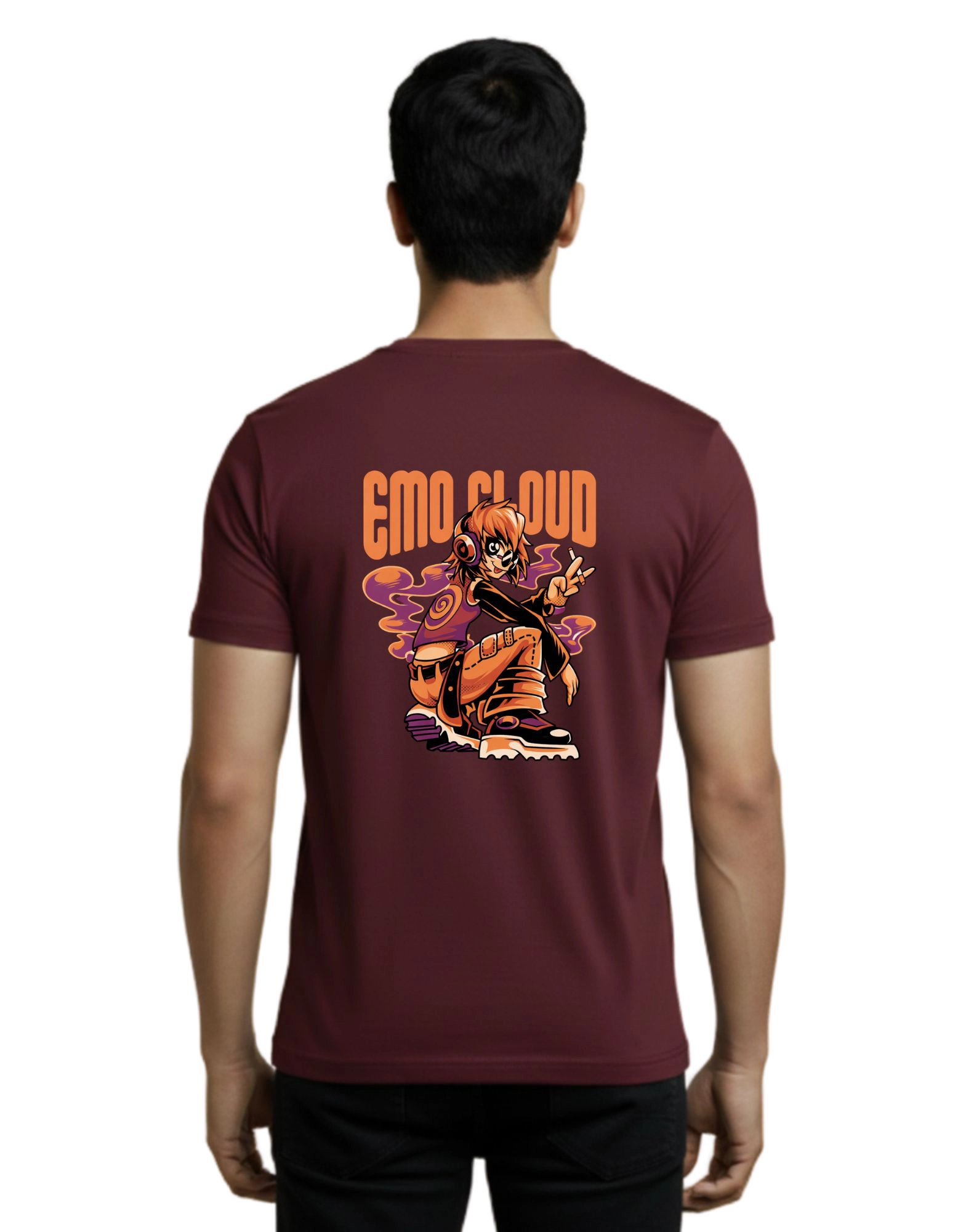 Emo Cloud Cotton Round Neck T-Shirt 180 GSM Maroon