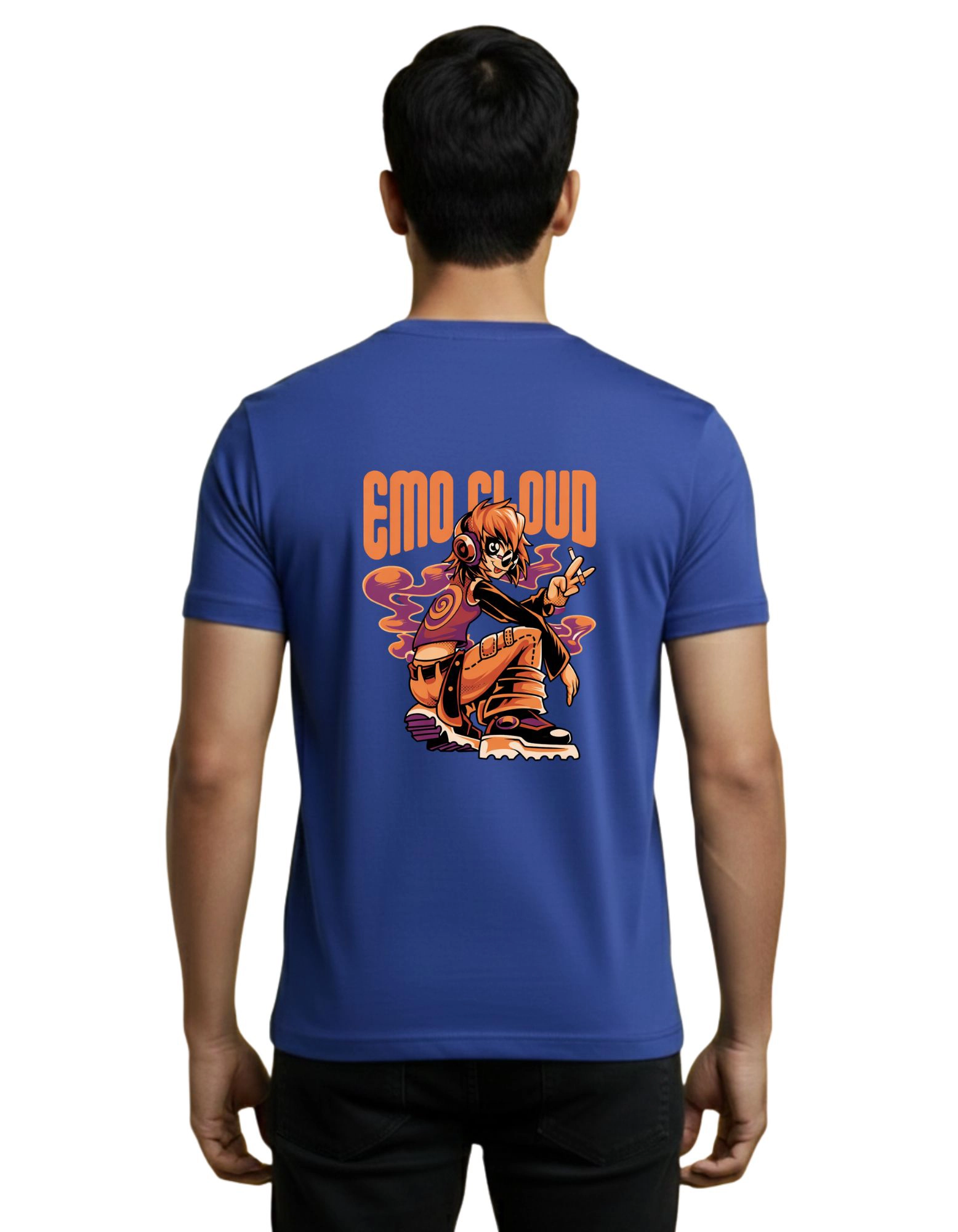 Emo Cloud Cotton Round Neck T-Shirt 180 GSM Royal Blue