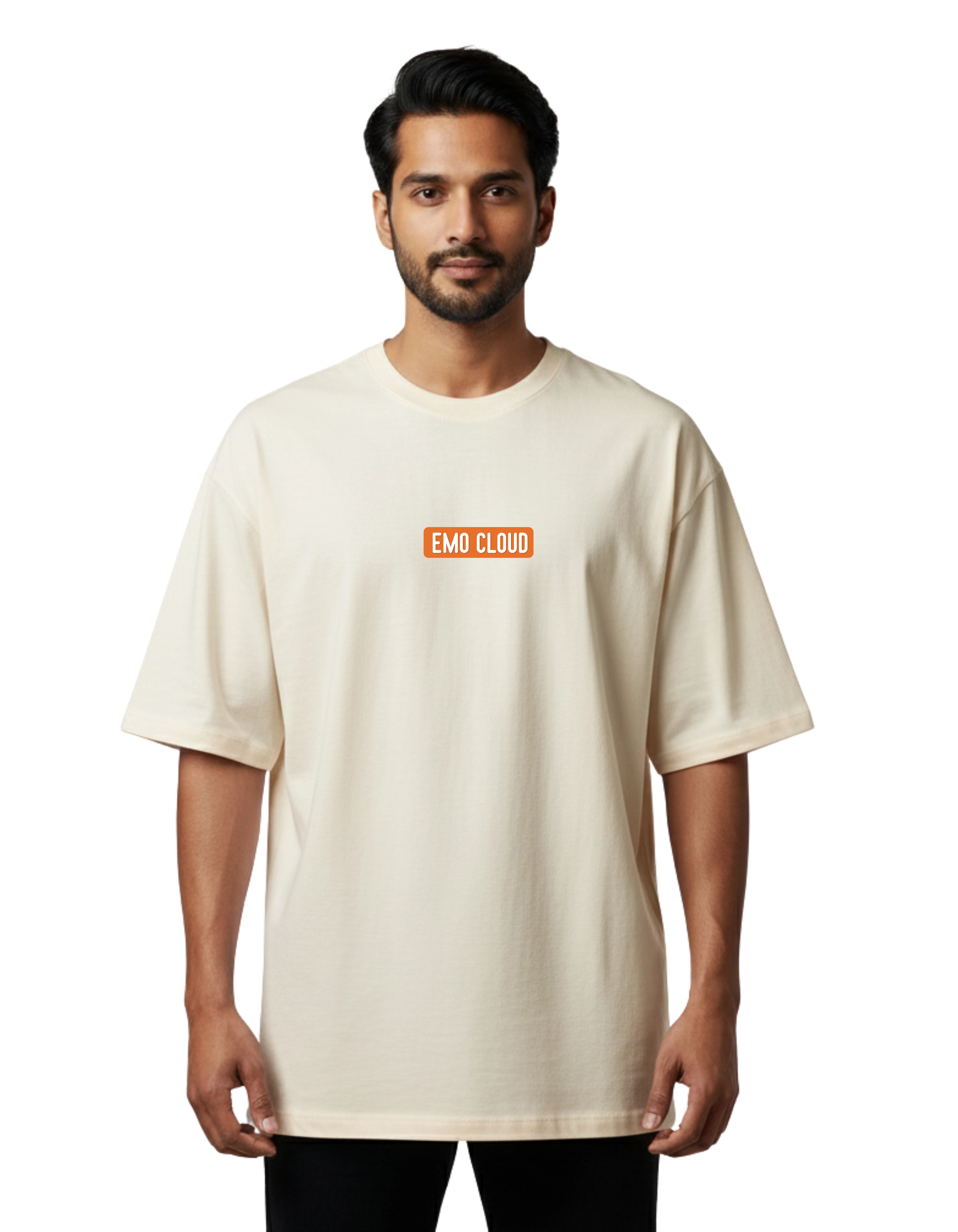 Emo Cloud Oversize Cotton French Terry T-Shirt 240 GSM Beige