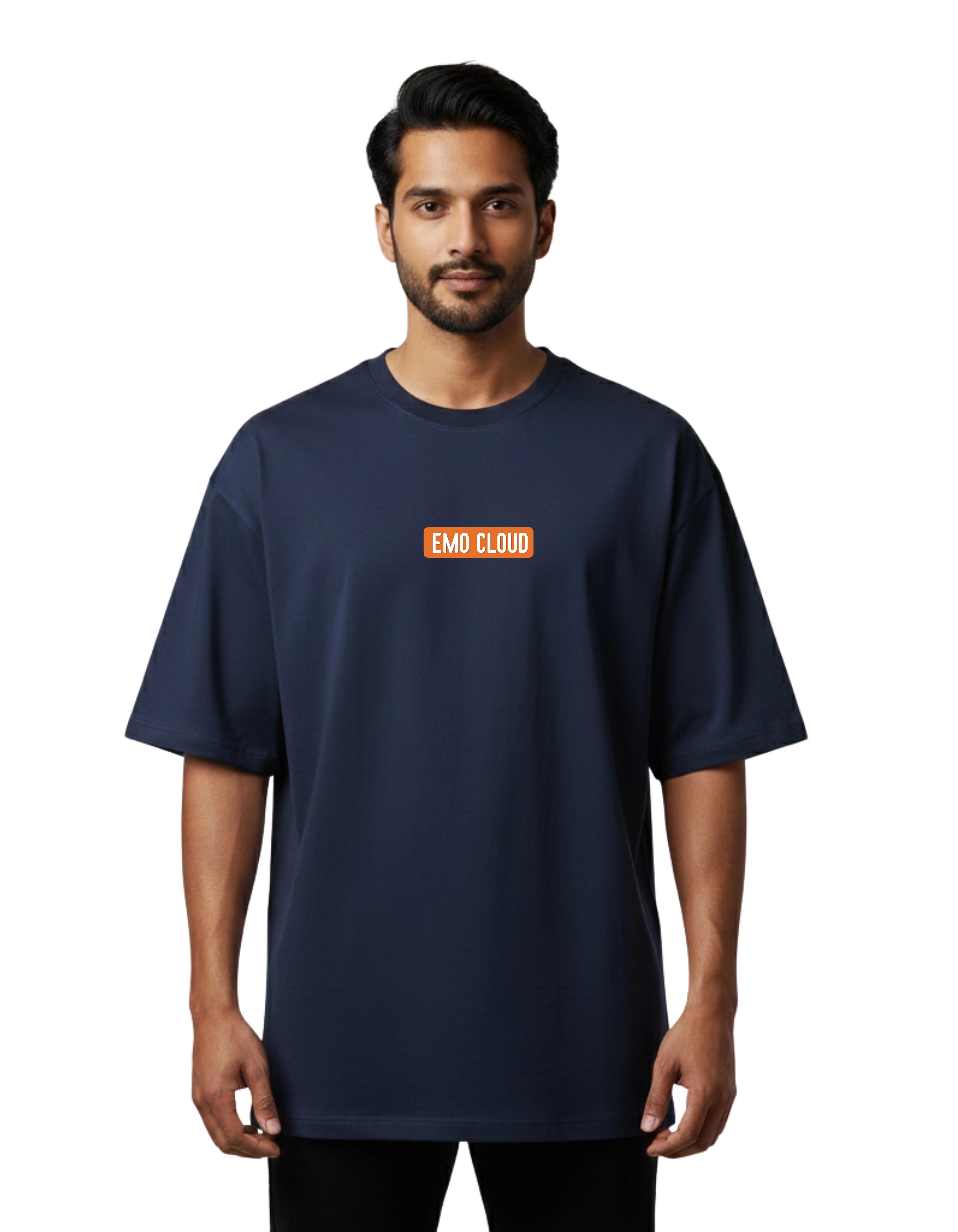 Emo Cloud Oversize Cotton French Terry T-Shirt 240 GSM Navy Blue