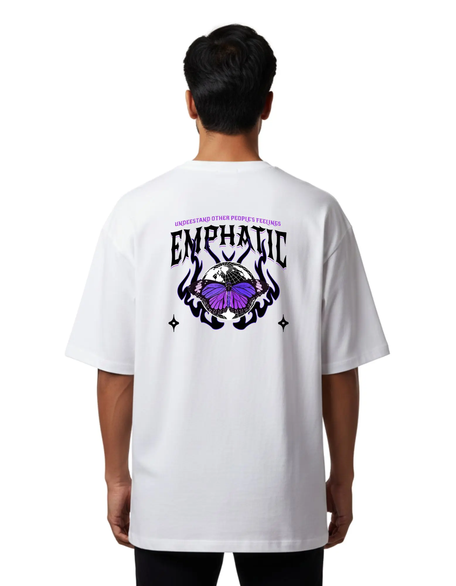 Empathic Butterfly Oversize Cotton French Terry T-Shirt 240 GSM White