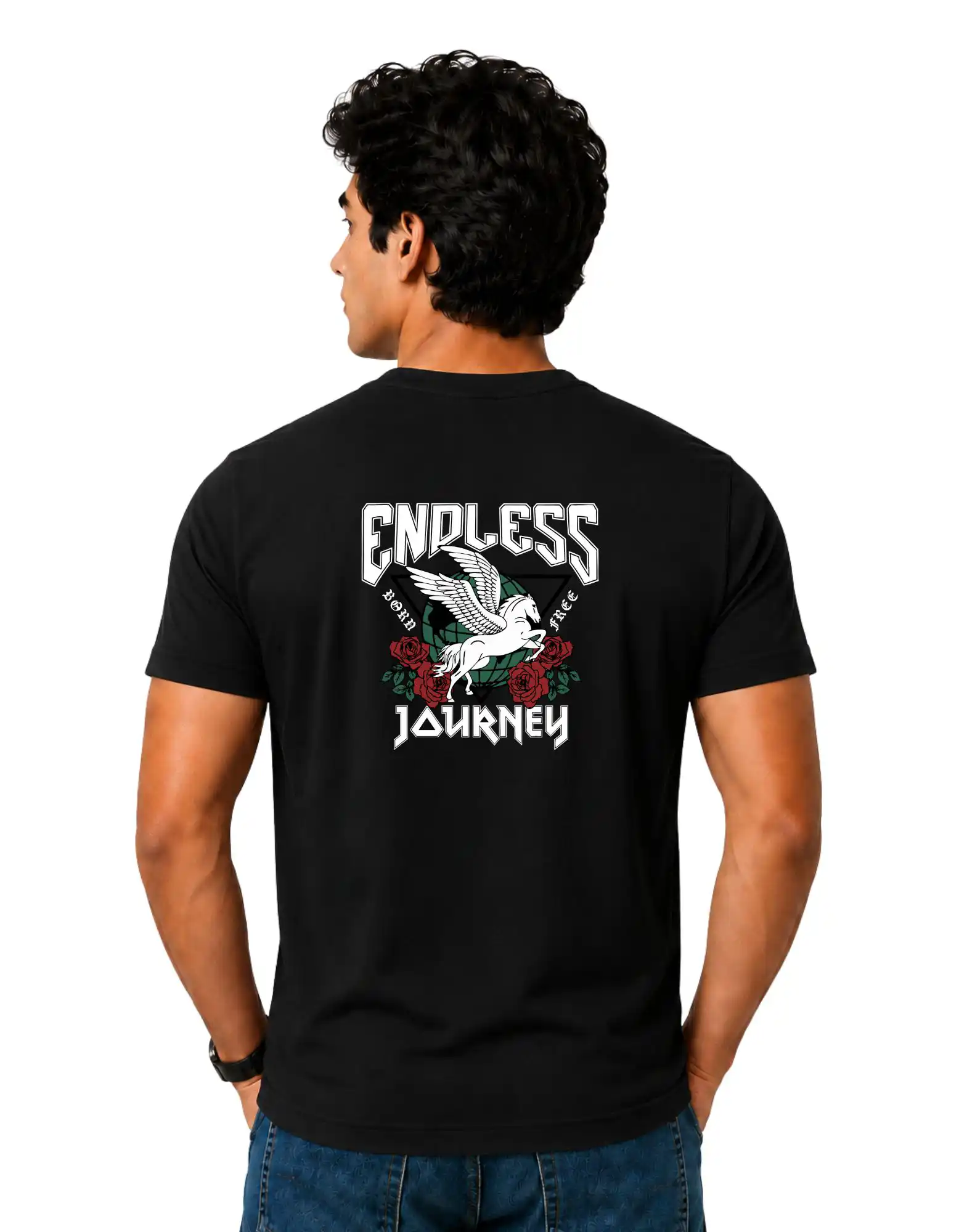 Endless Journey Cotton Round Neck T-Shirt 180 GSM Black