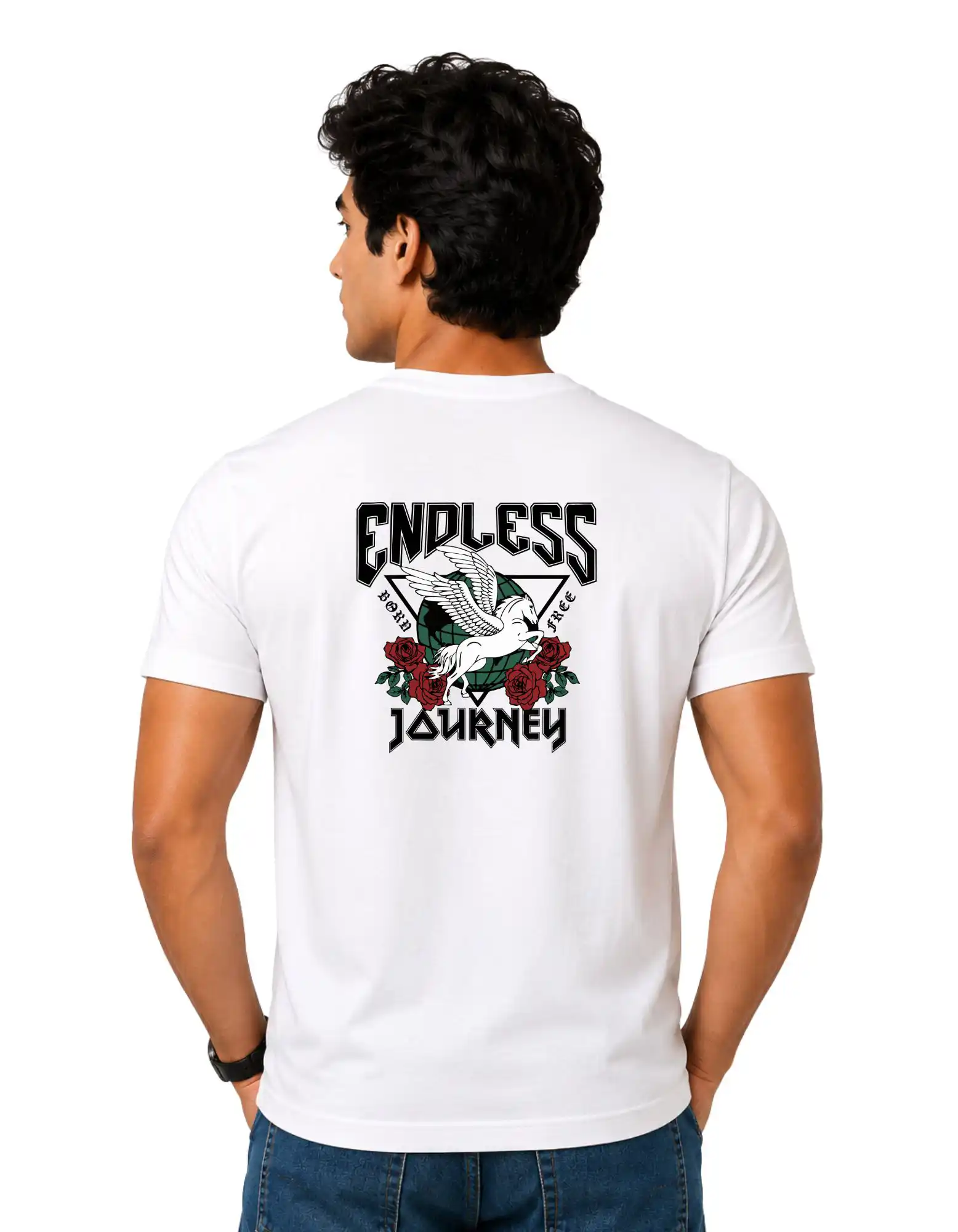 Endless Journey Cotton Round Neck T-Shirt 180 GSM White