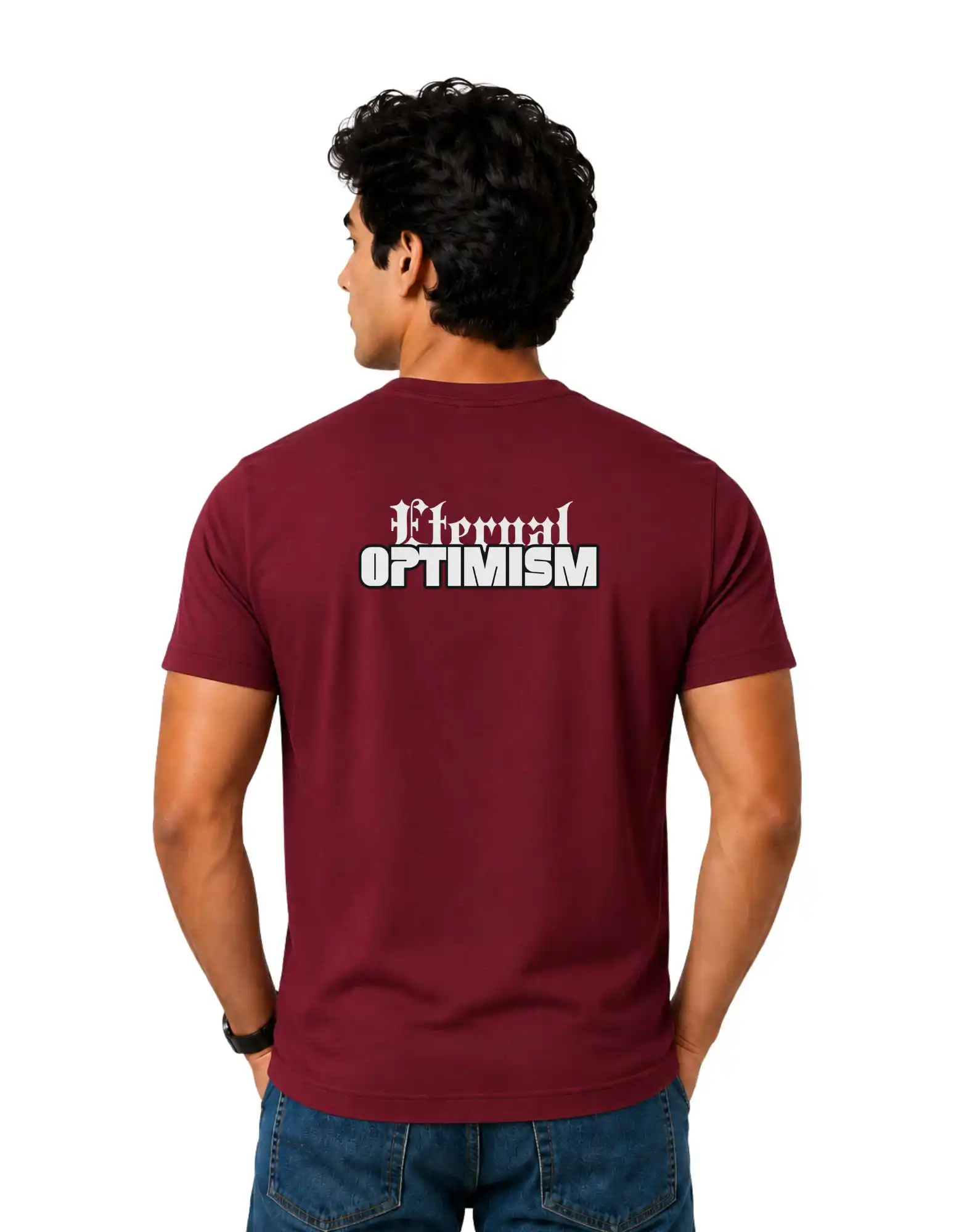 Eternal Optimism Cotton Round Neck T-Shirt 180 GSM Maroon