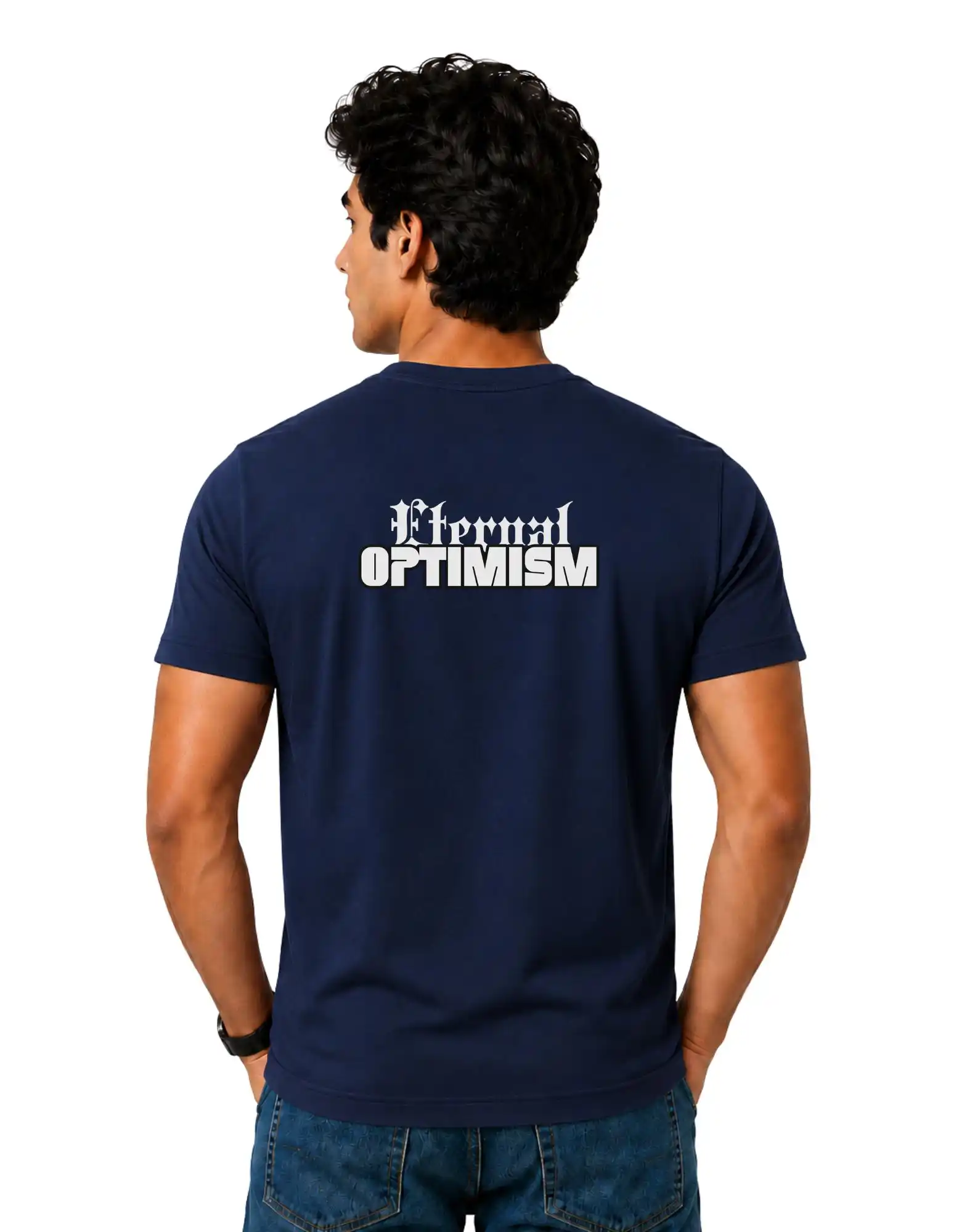 Eternal Optimism Cotton Round Neck T-Shirt 180 GSM Navy Blue