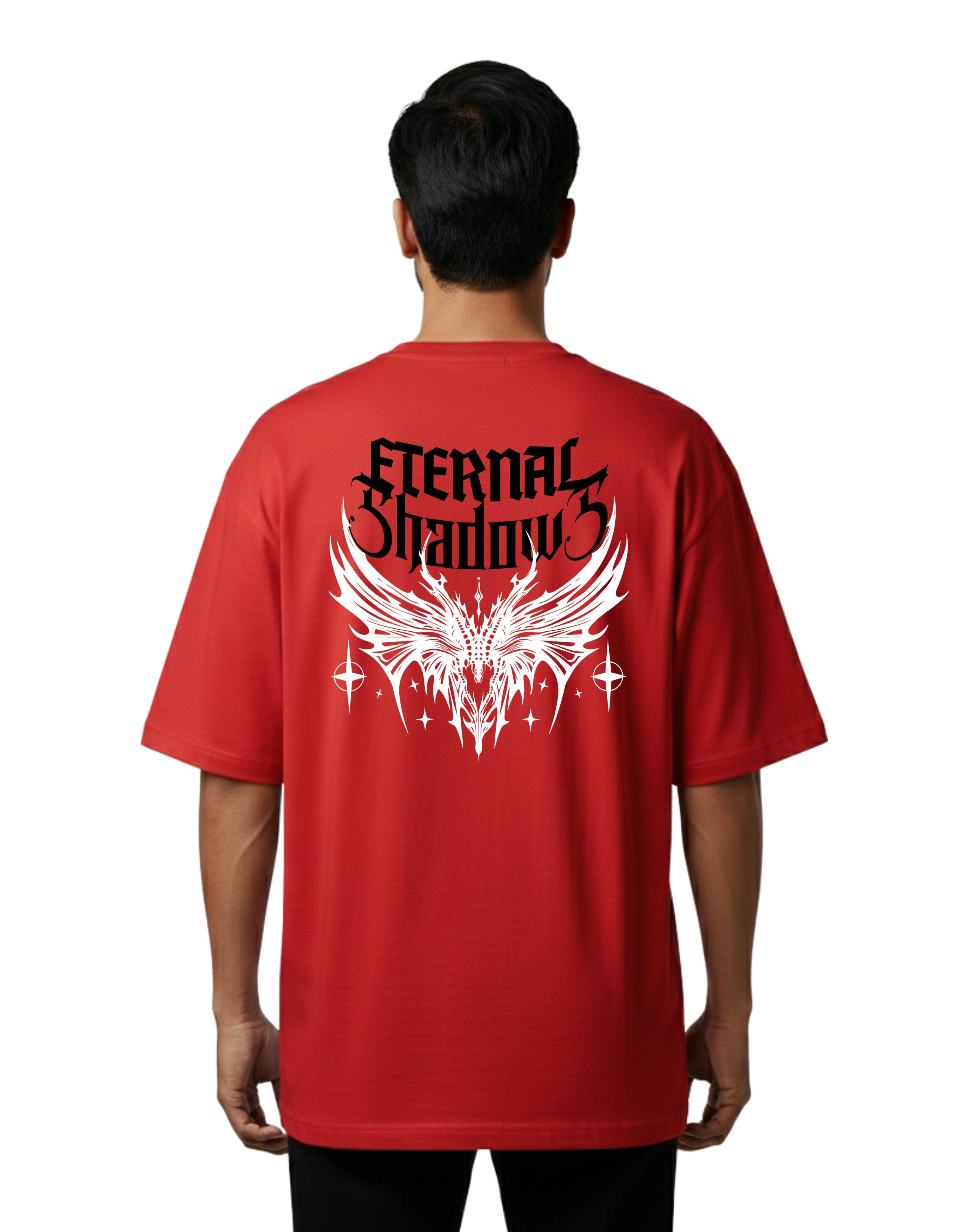 Eternal Shadows Graphic Oversized Cotton French Terry T-Shirt 240 GSM Red