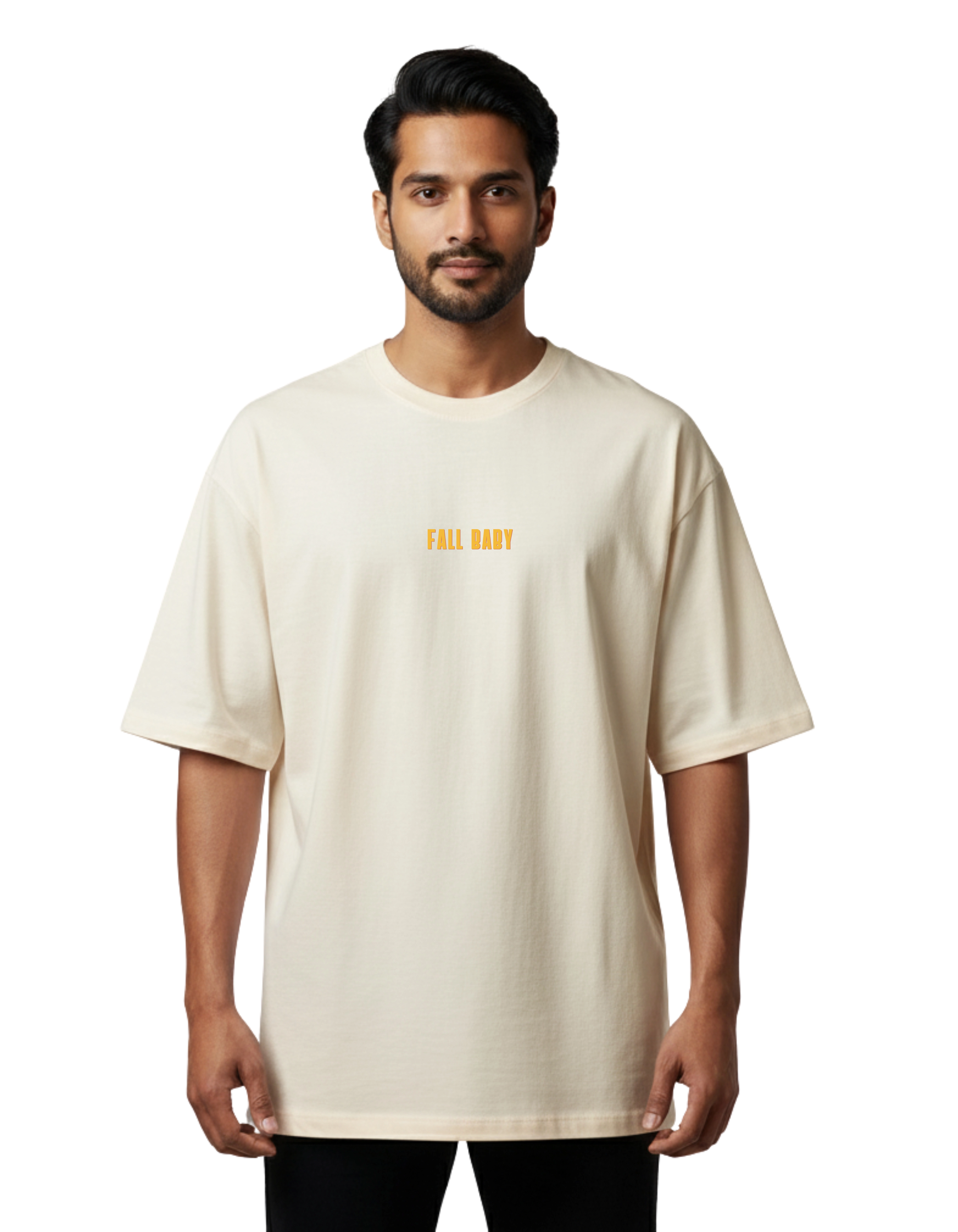 Fall Baby Oversize Cotton French Terry T-Shirt 240 GSM Beige