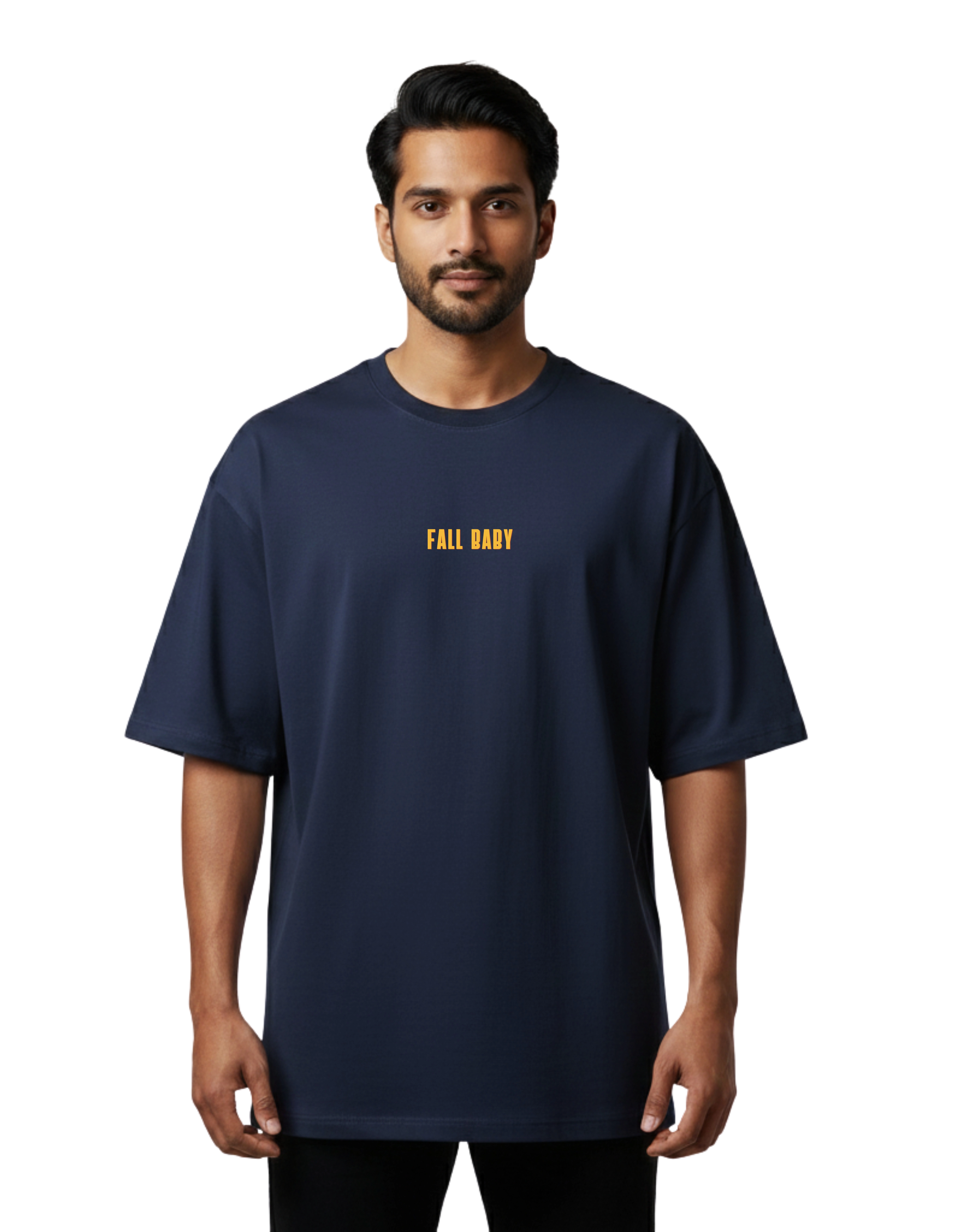 Fall Baby Oversize Cotton French Terry T-Shirt 240 GSM Navy Blue