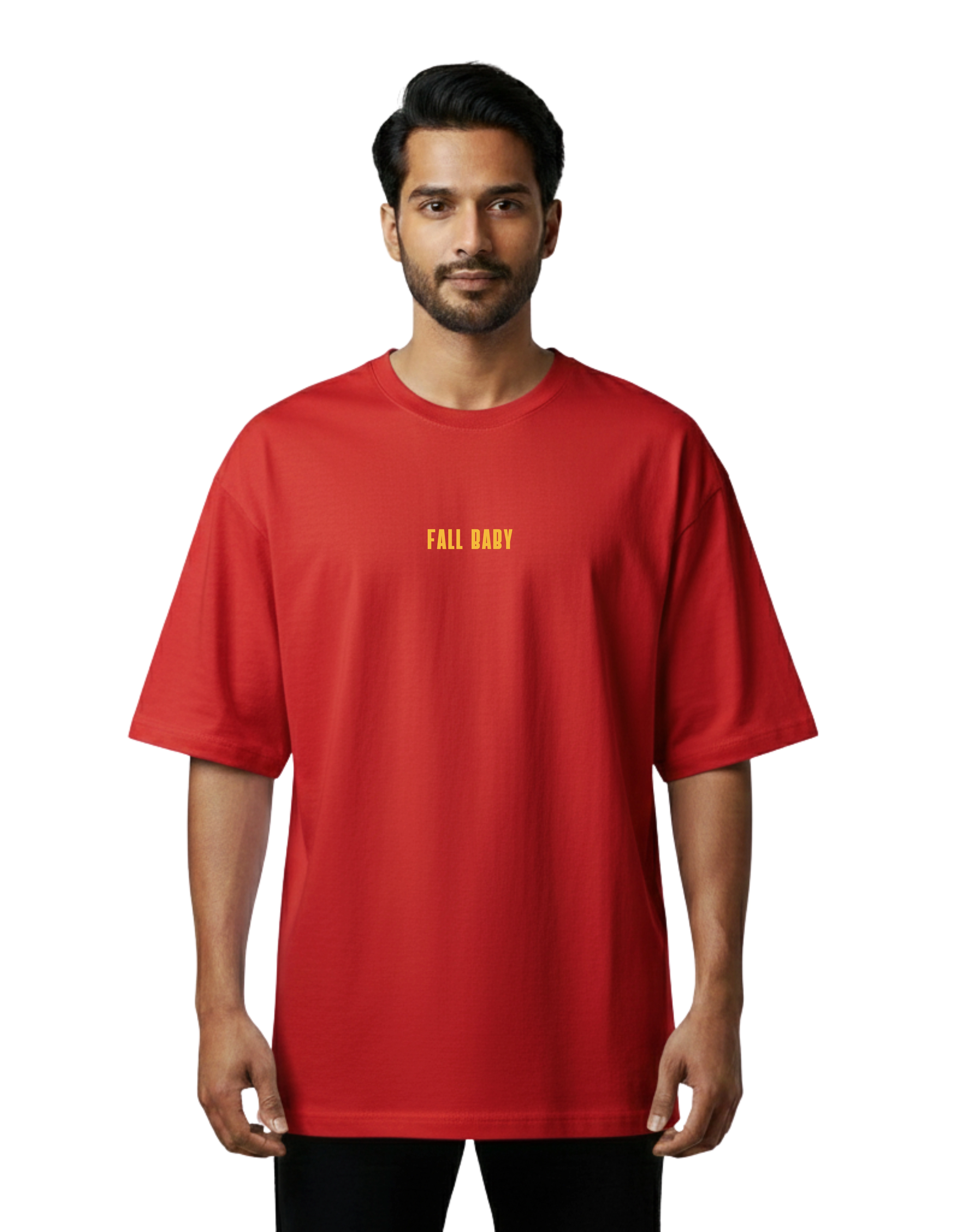 Fall Baby Oversize Cotton French Terry T-Shirt 240 GSM Red