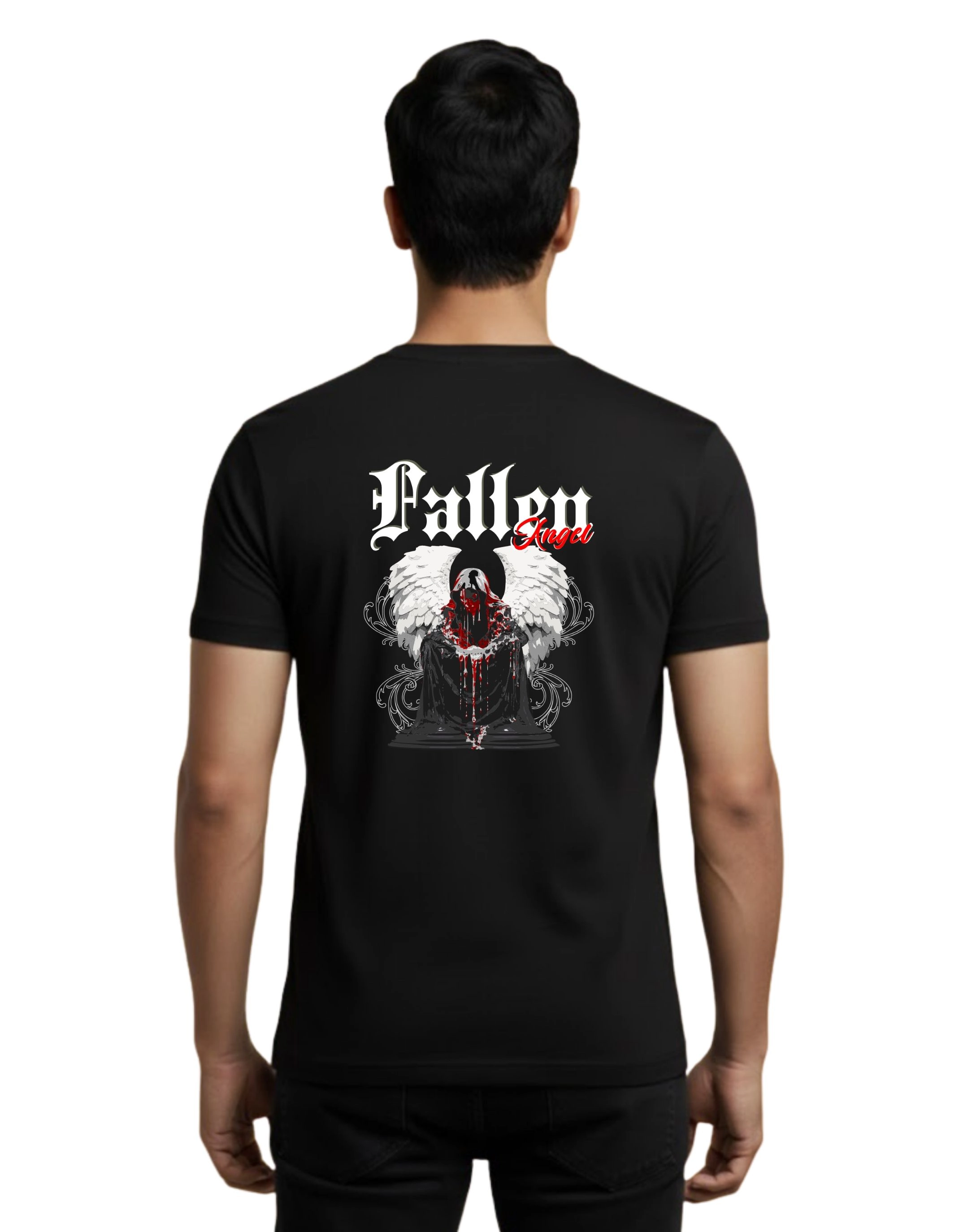 Fallen Angel Cotton Round Neck T-Shirt 180 GSM Black