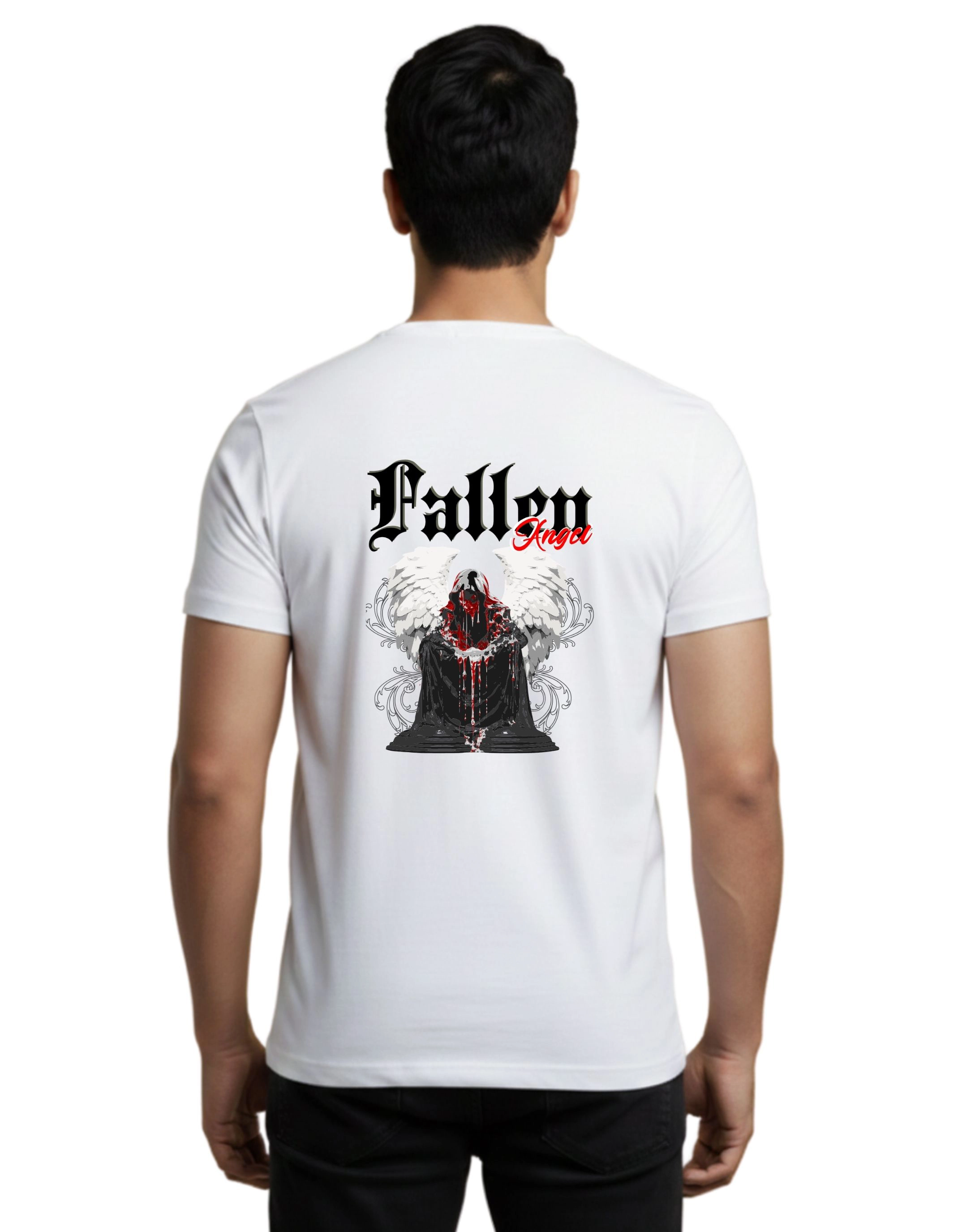 Fallen Angel Cotton Round Neck T-Shirt 180 GSM White