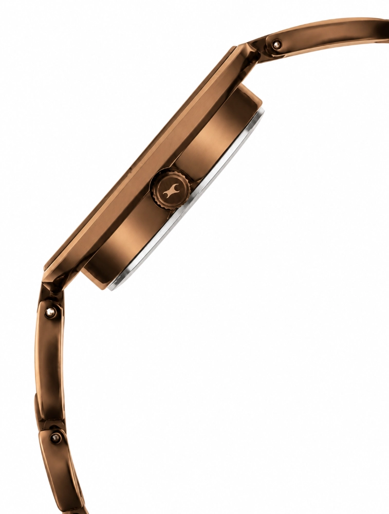Fastrack Glitch Quartz Analog Brown Dial Metal Strap Watch For Girls NU6237QM01