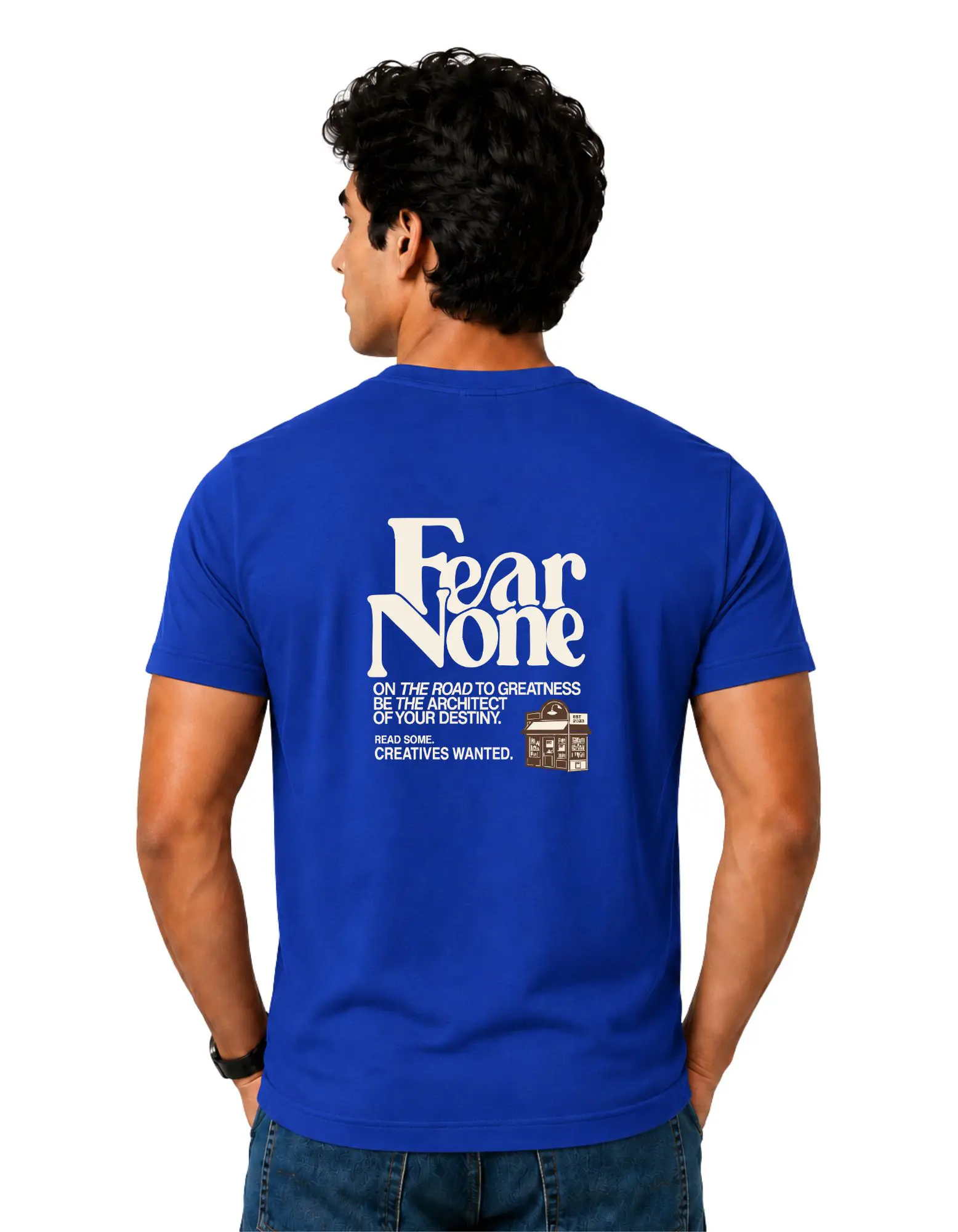 Fear None Cotton Round Neck T-Shirt 180 GSM Royal Blue