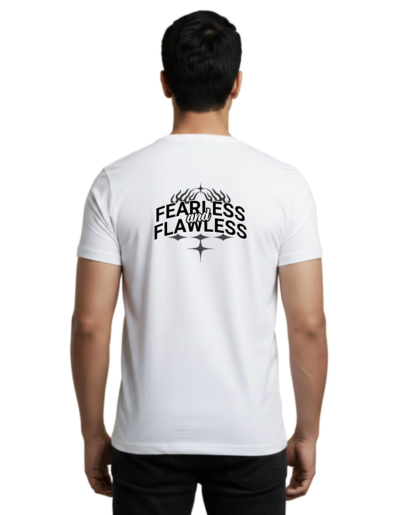 Fearless and Flawless Cotton Round Neck T-Shirt 180 GSM White