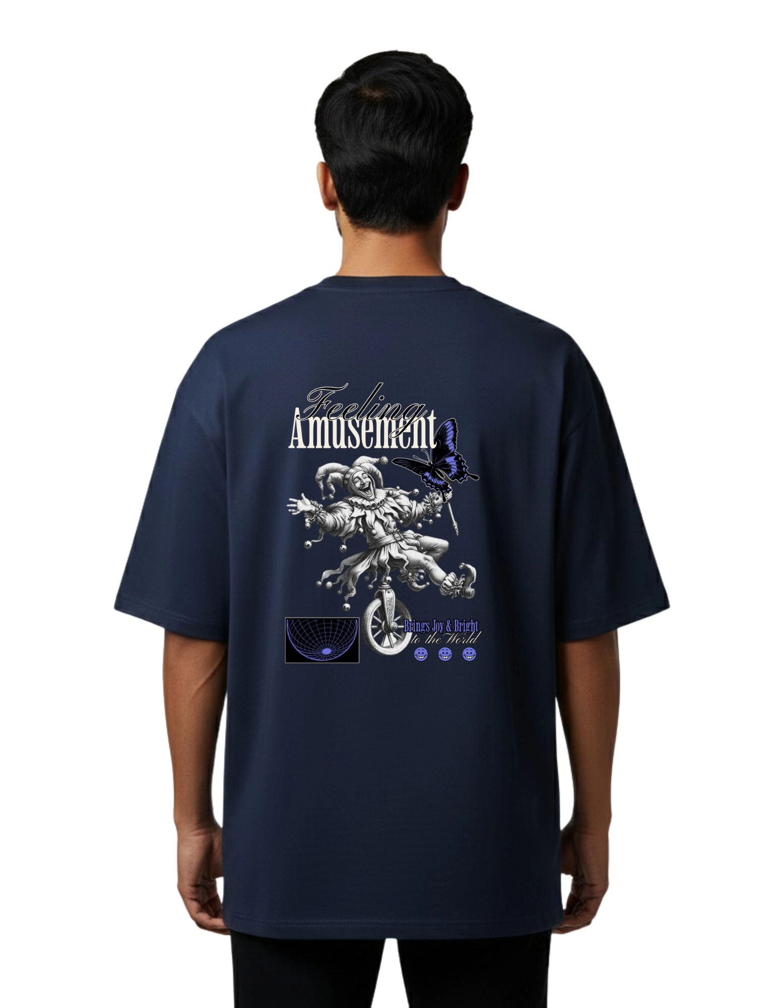 Feeling Amusement Oversize Cotton French Terry T-Shirt 240 GSM Navy Blue
