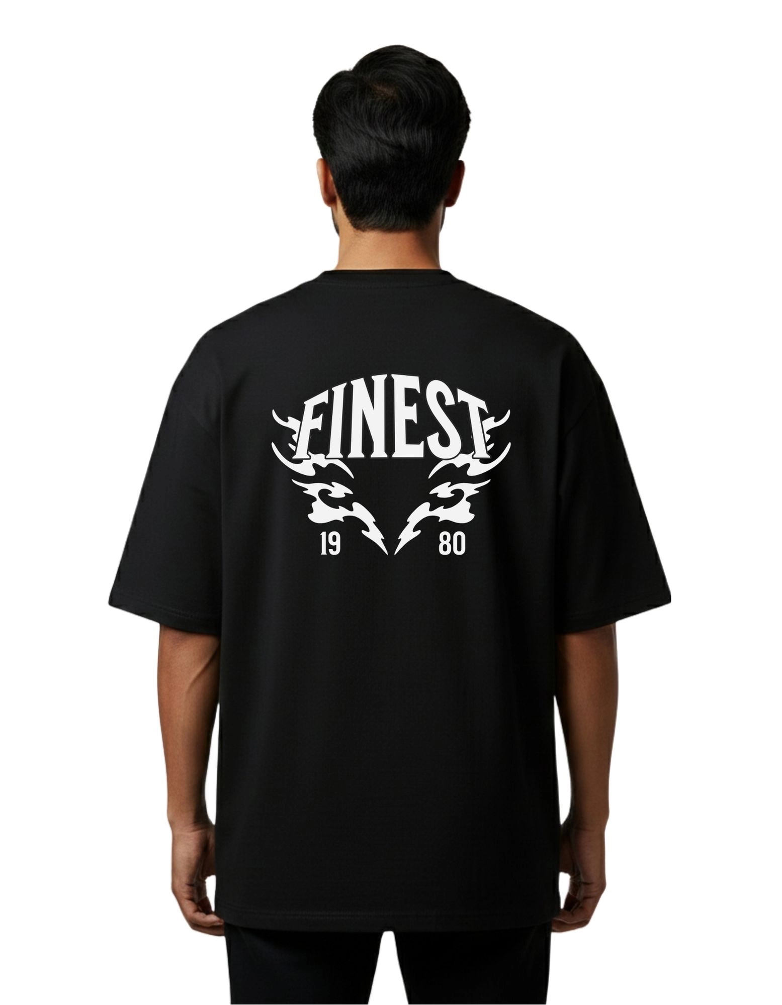 Finest 1980 Graphic Oversize Cotton French Terry T-Shirt 240 GSM Black