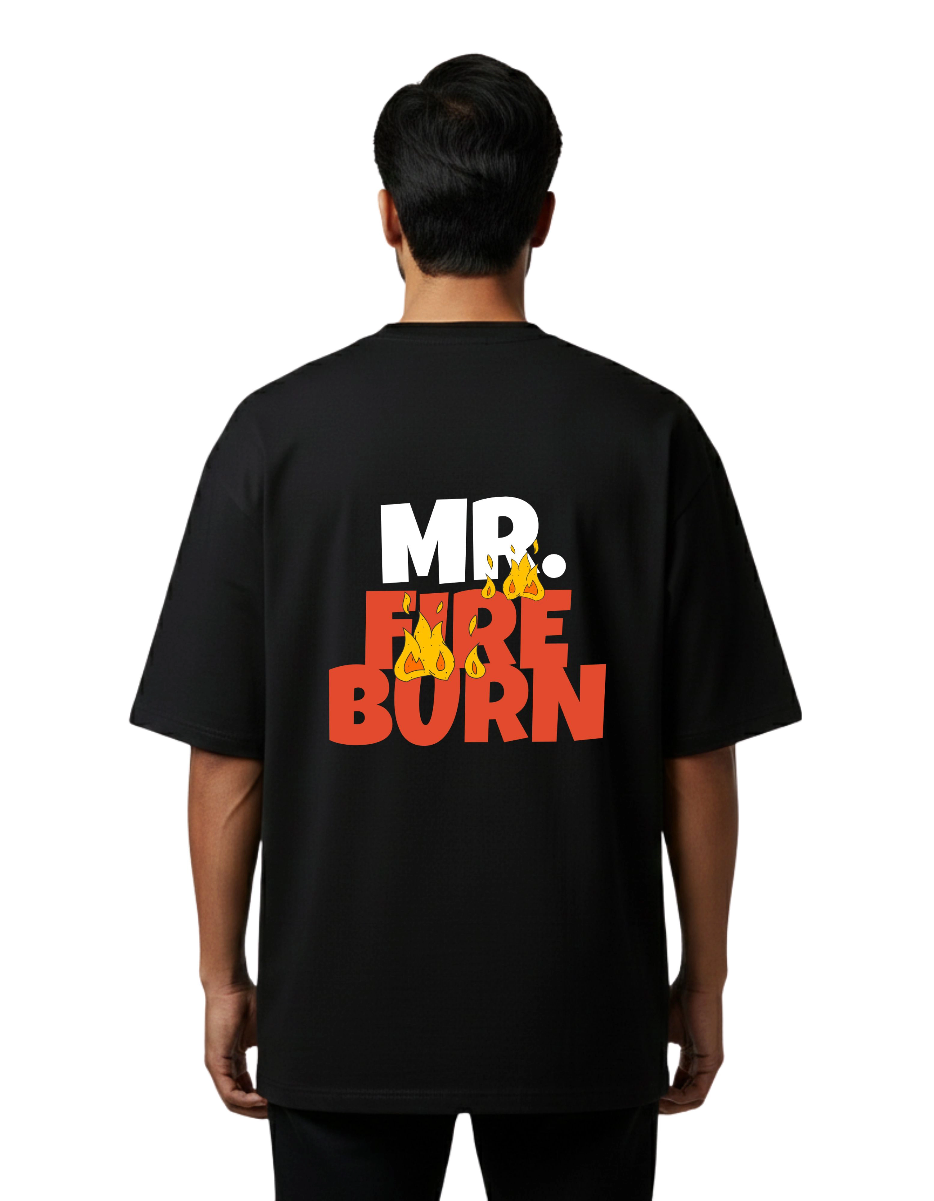 Fire Burn Oversize Cotton French Terry T-Shirt 240 GSM Black