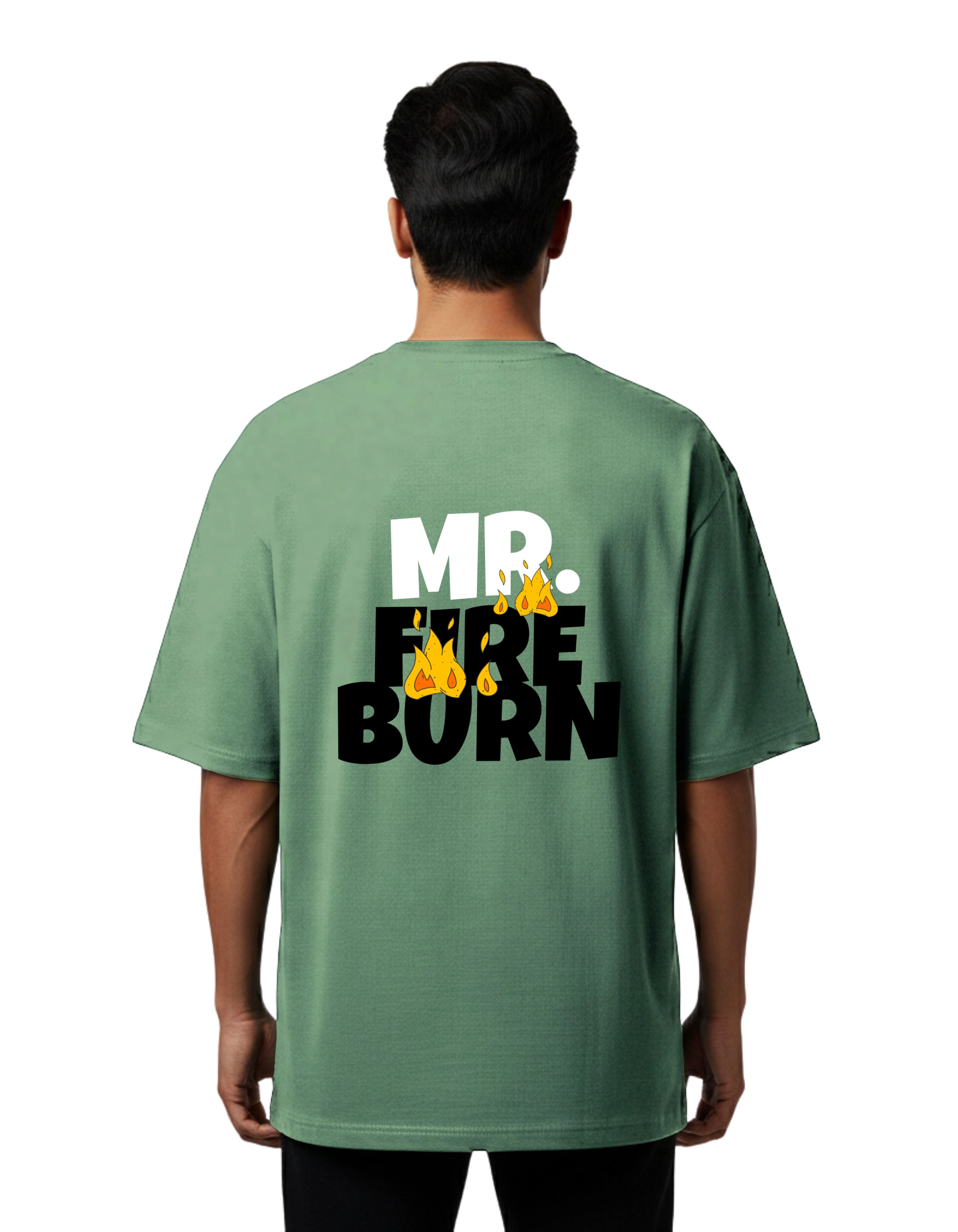 Fire Burn Oversize Cotton French Terry T-Shirt 240 GSM D Green