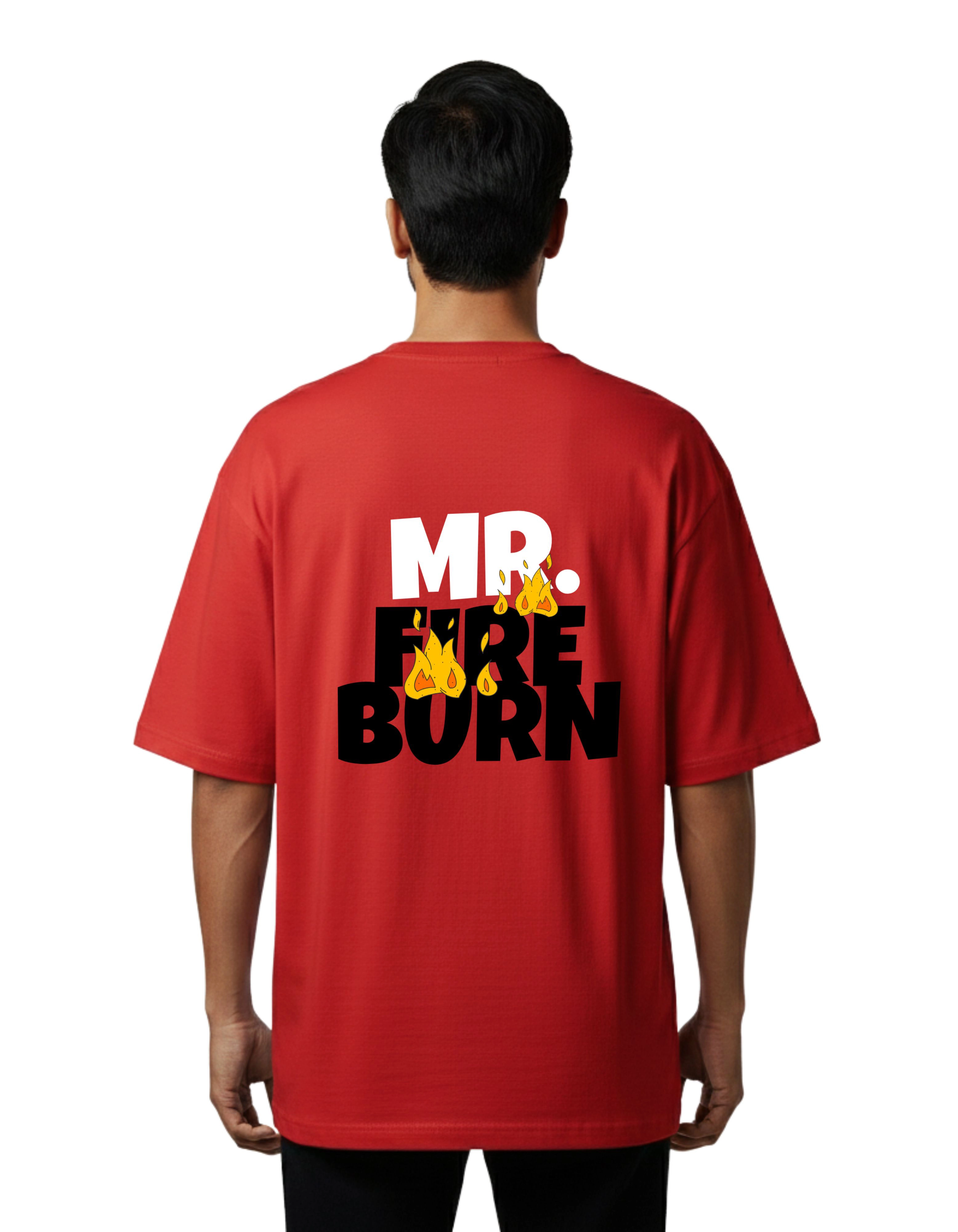 Fire Burn Oversize Cotton French Terry T-Shirt 240 GSM Red