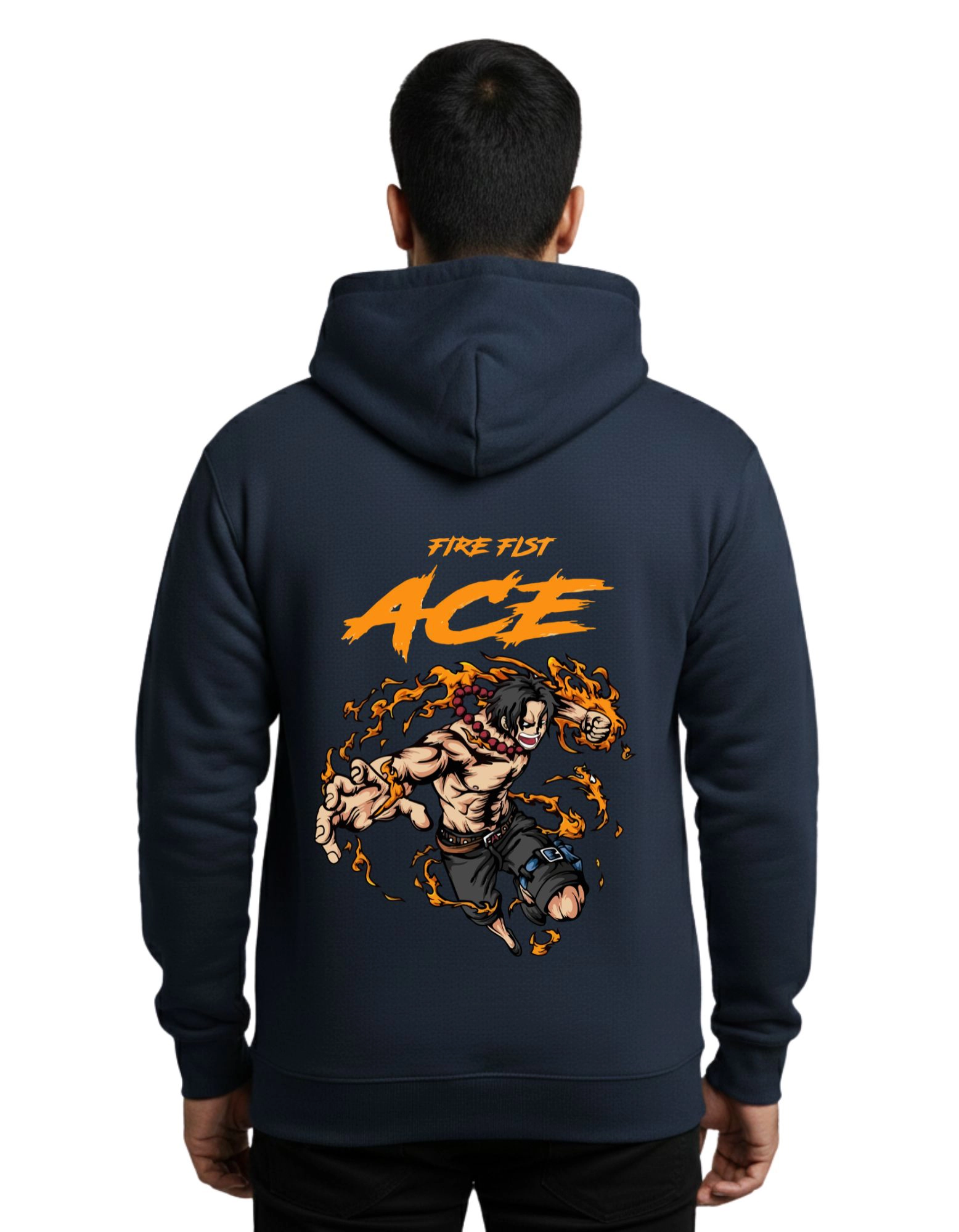 Fire Fist Ace Cotton Hoodie Without Zipper 300 GSM Navy Blue