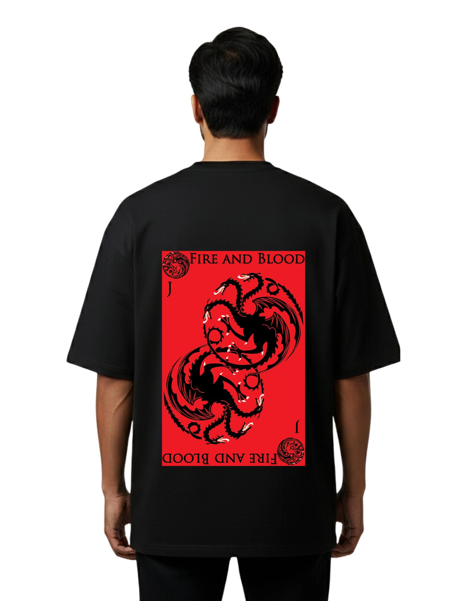 Fire and Blood Dragon Oversized French Terry T-Shirt 240 GSM Half Sleeve Back