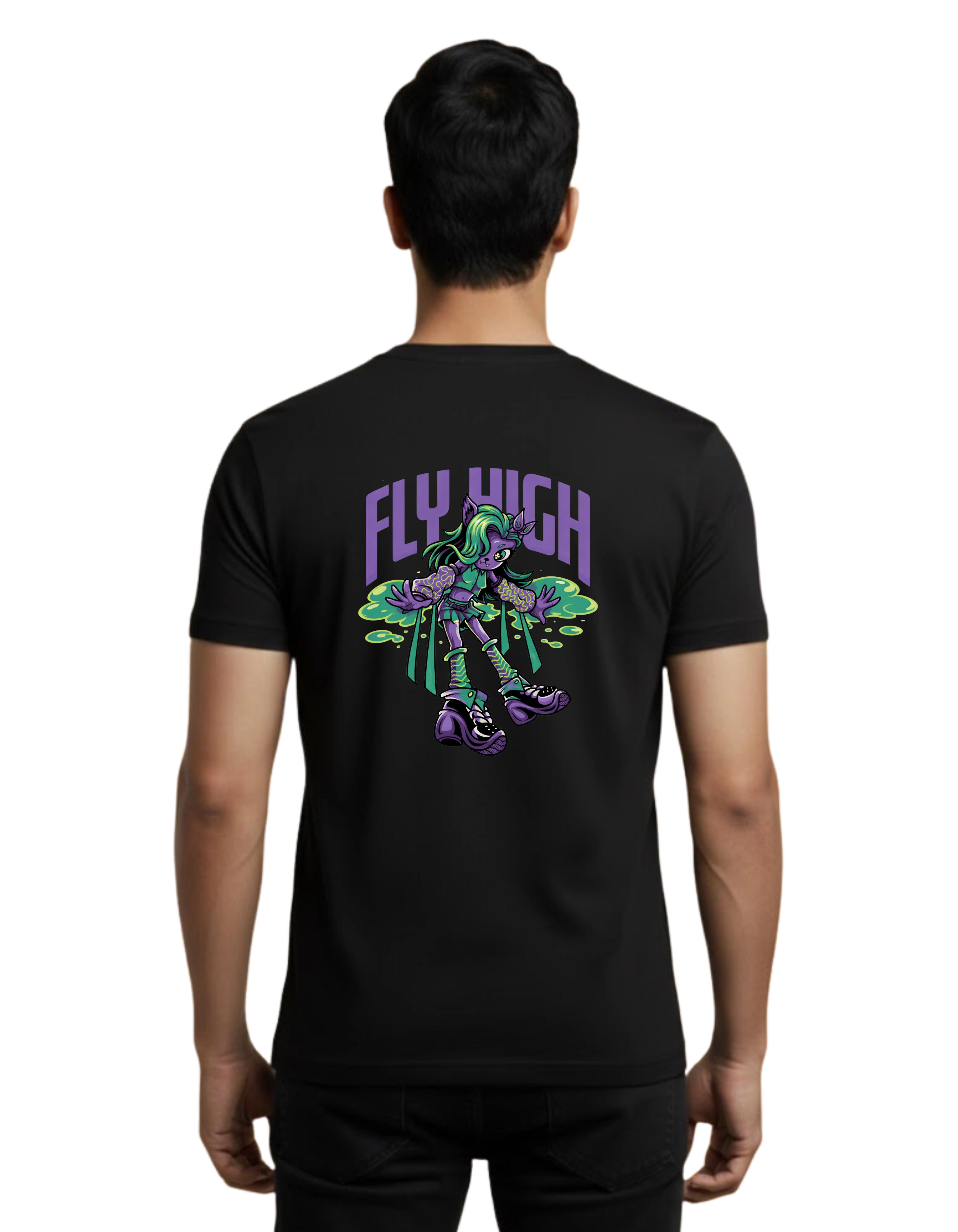 Fly High Cotton Round Neck T-Shirt 180 GSM Black