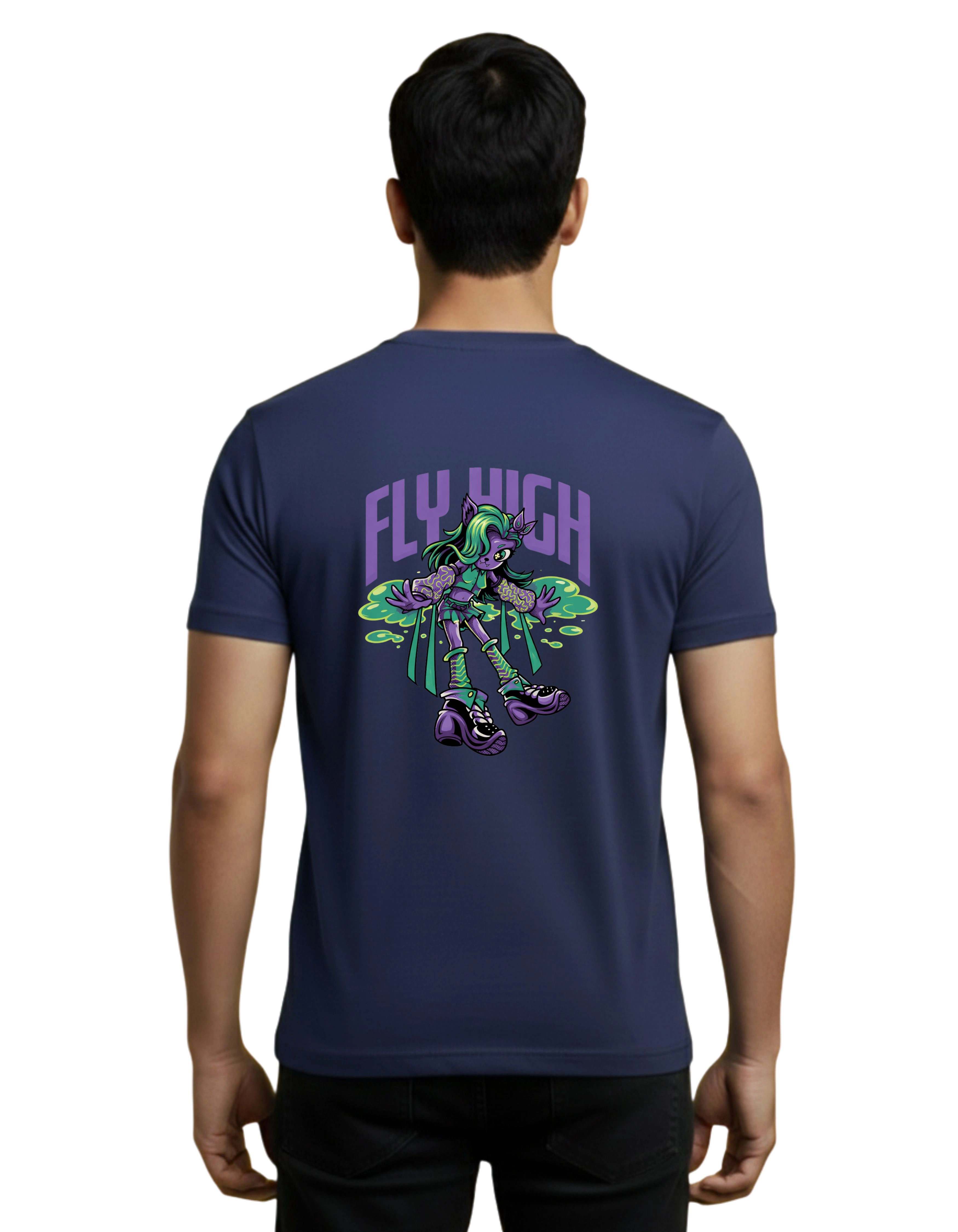 Fly High Cotton Round Neck T-Shirt 180 GSM Navy Blue