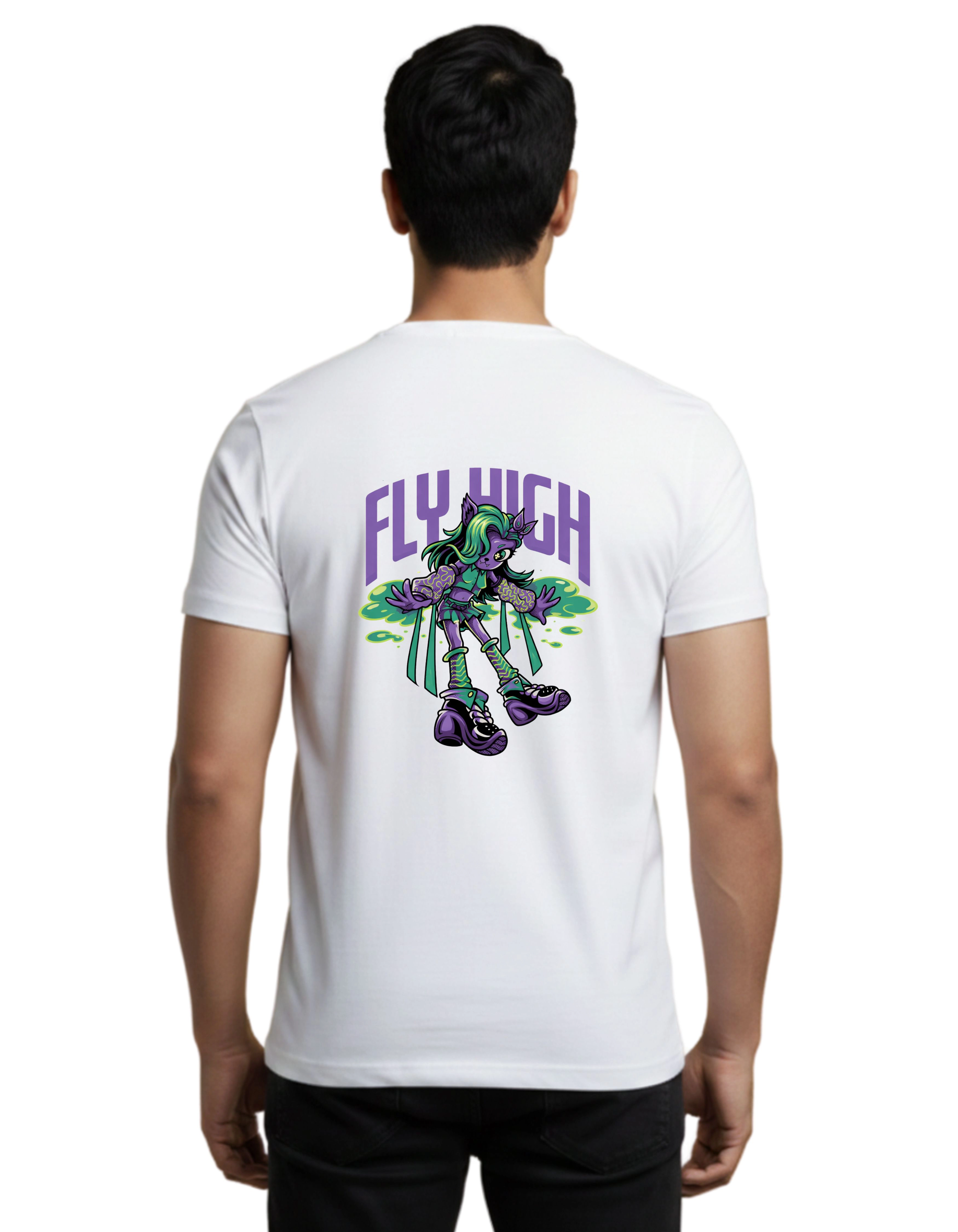 Fly High Cotton Round Neck T-Shirt 180 GSM White