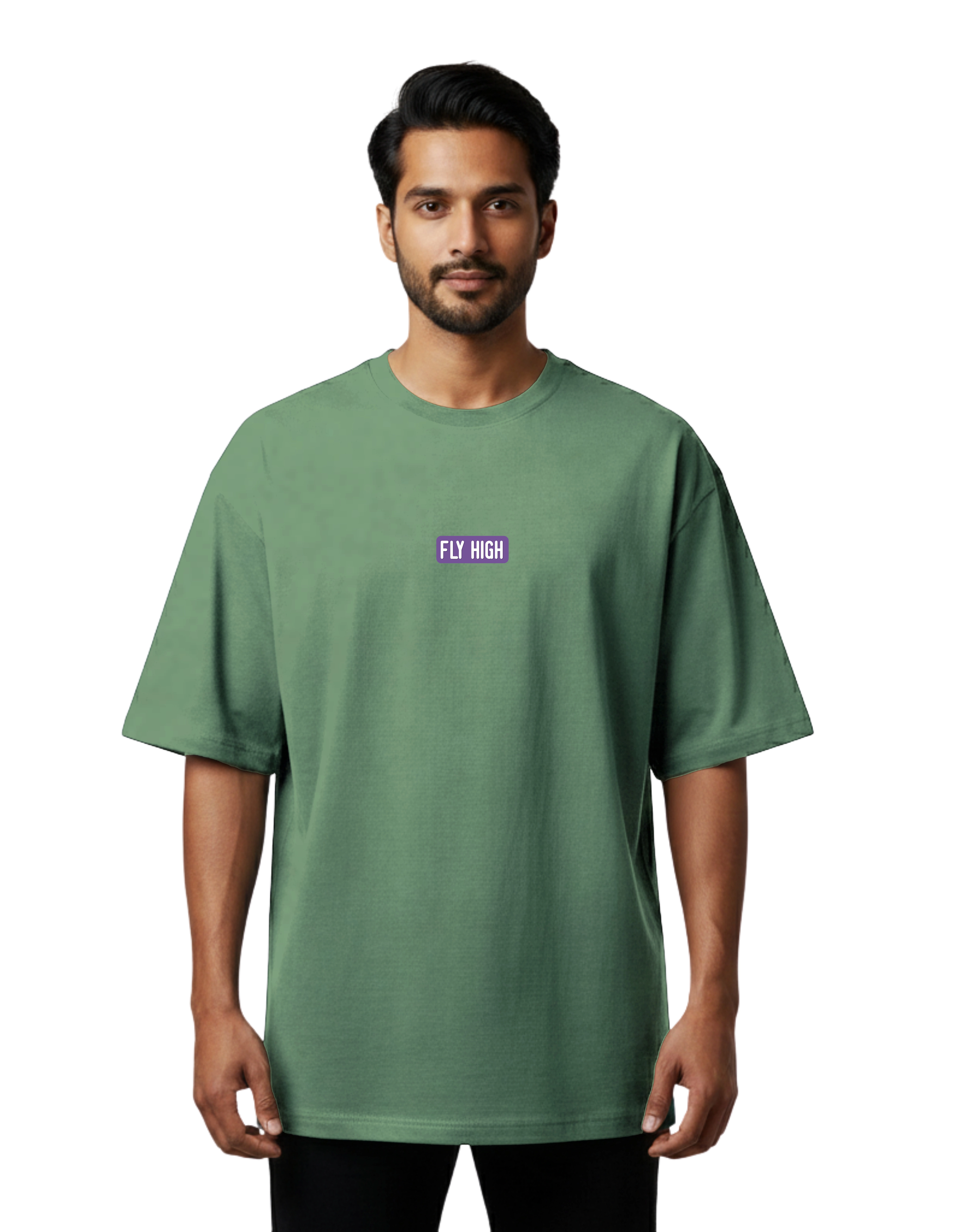 Fly High Oversize Cotton French Terry T-Shirt 240 GSM D Green