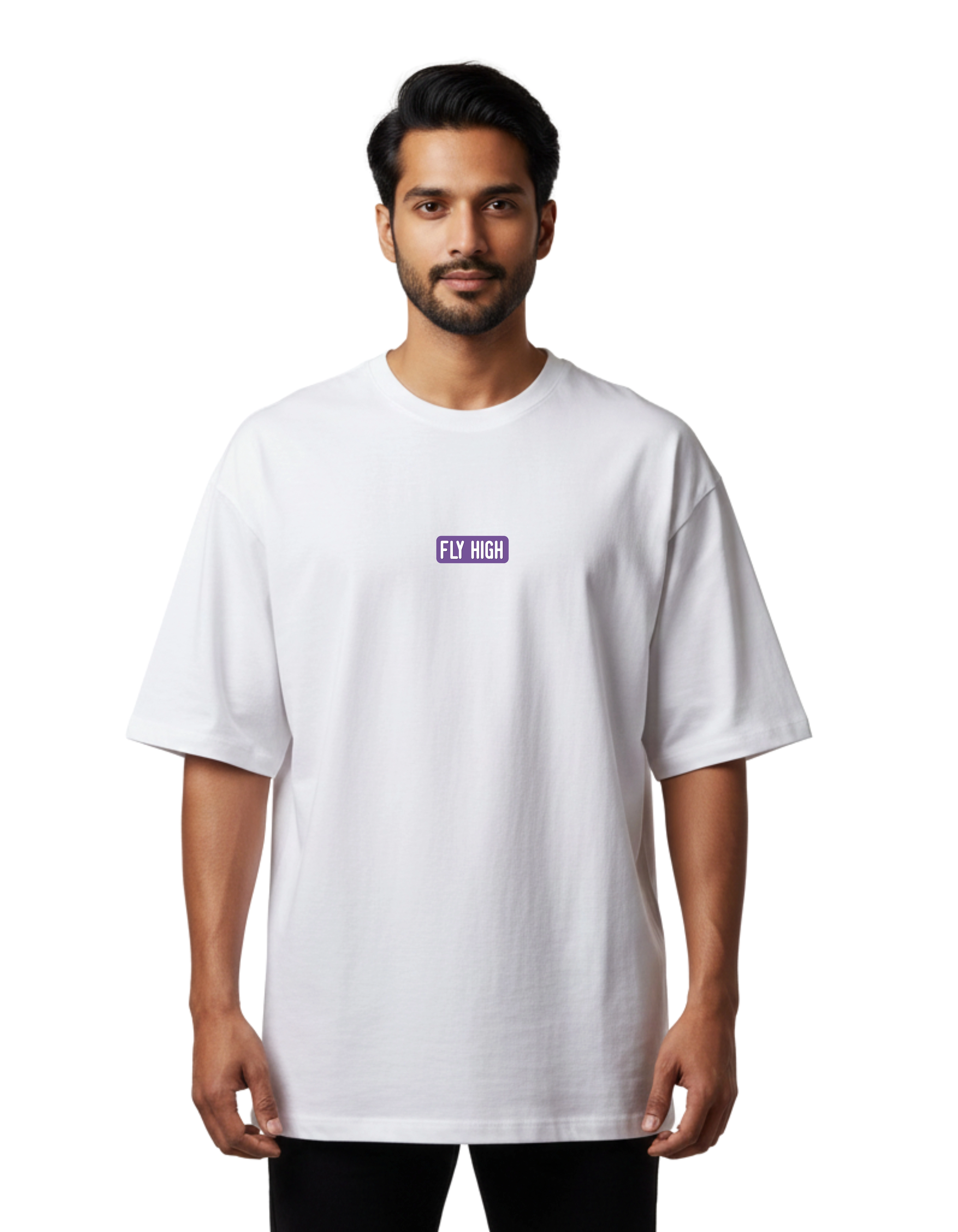 Fly High Oversize Cotton French Terry T-Shirt 240 GSM White