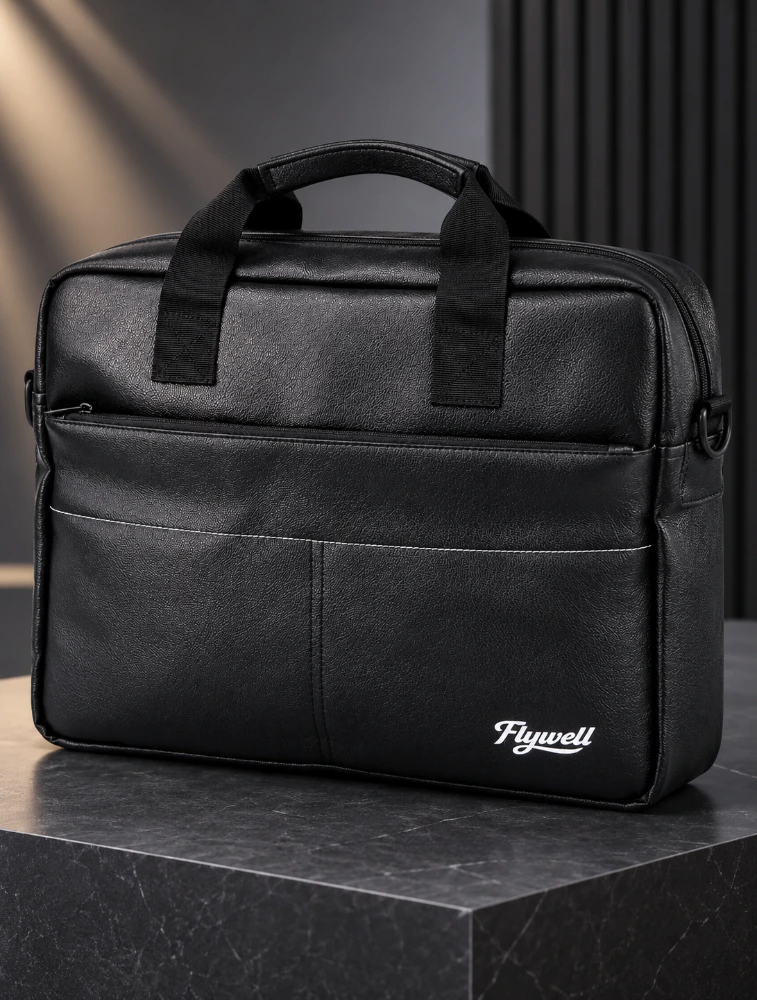 Flywell Premium Black Laptop Office Bag