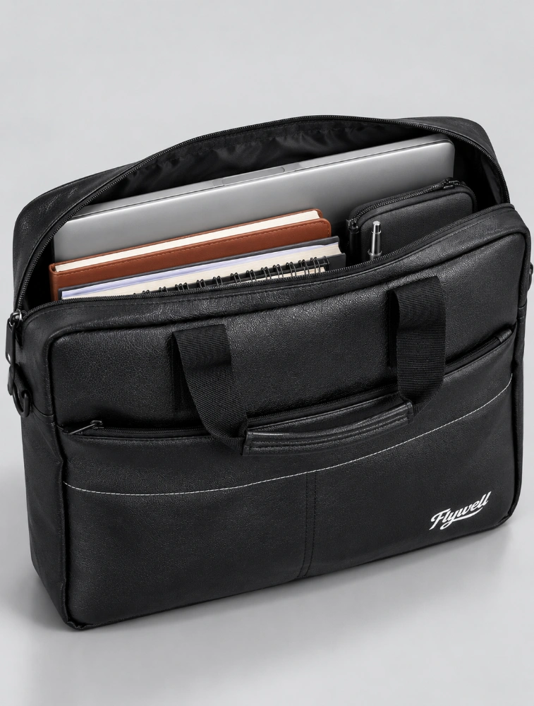 Flywell Premium Black Laptop Office Bag