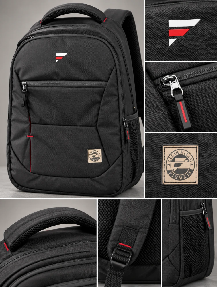  Black Flywell Premium Multi Compartment Collage And Office Backpack 
