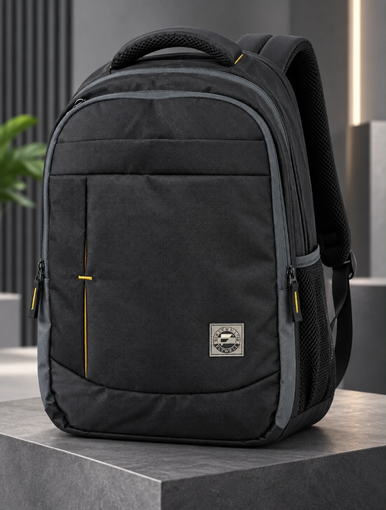 Grey And Black Flywell Premium  Multi Compartment Backpack