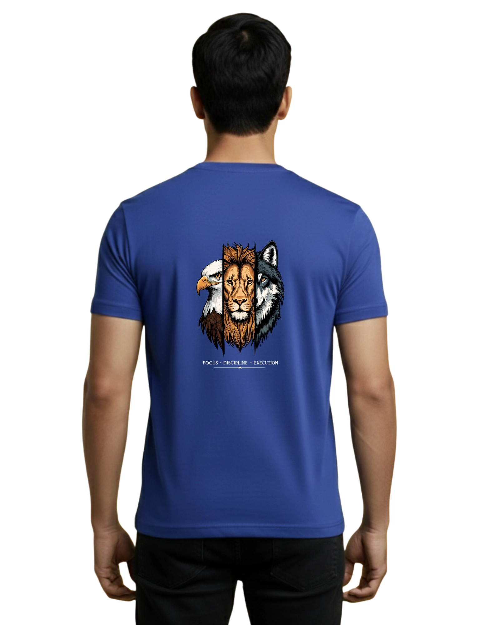 Focus Discipline Execution Cotton Round Neck T-Shirt 180 GSM Royal Blue