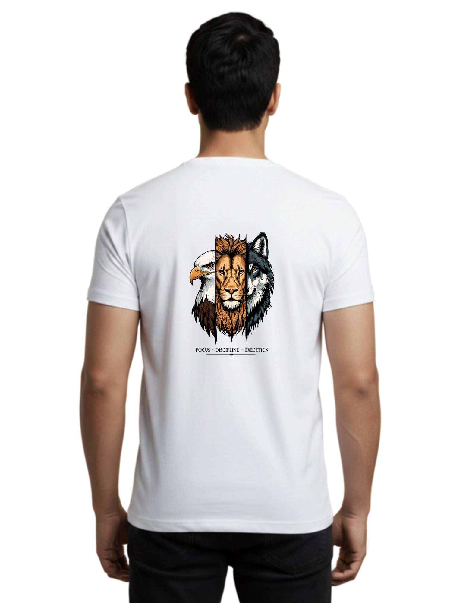 Focus Discipline Execution Cotton Round Neck T-Shirt 180 GSM White